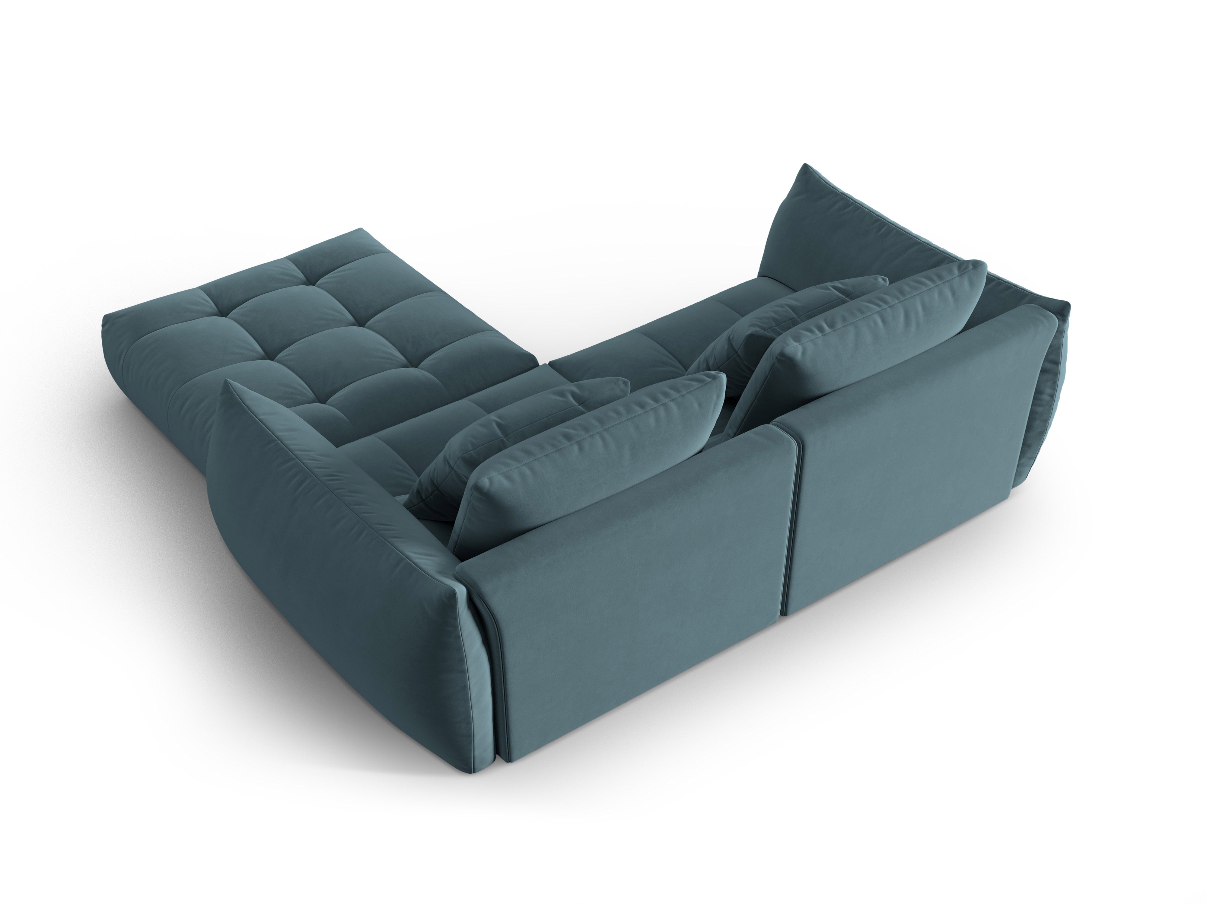 Modular Velvet Corner Sofa for 3 People BLOOM Light Blue