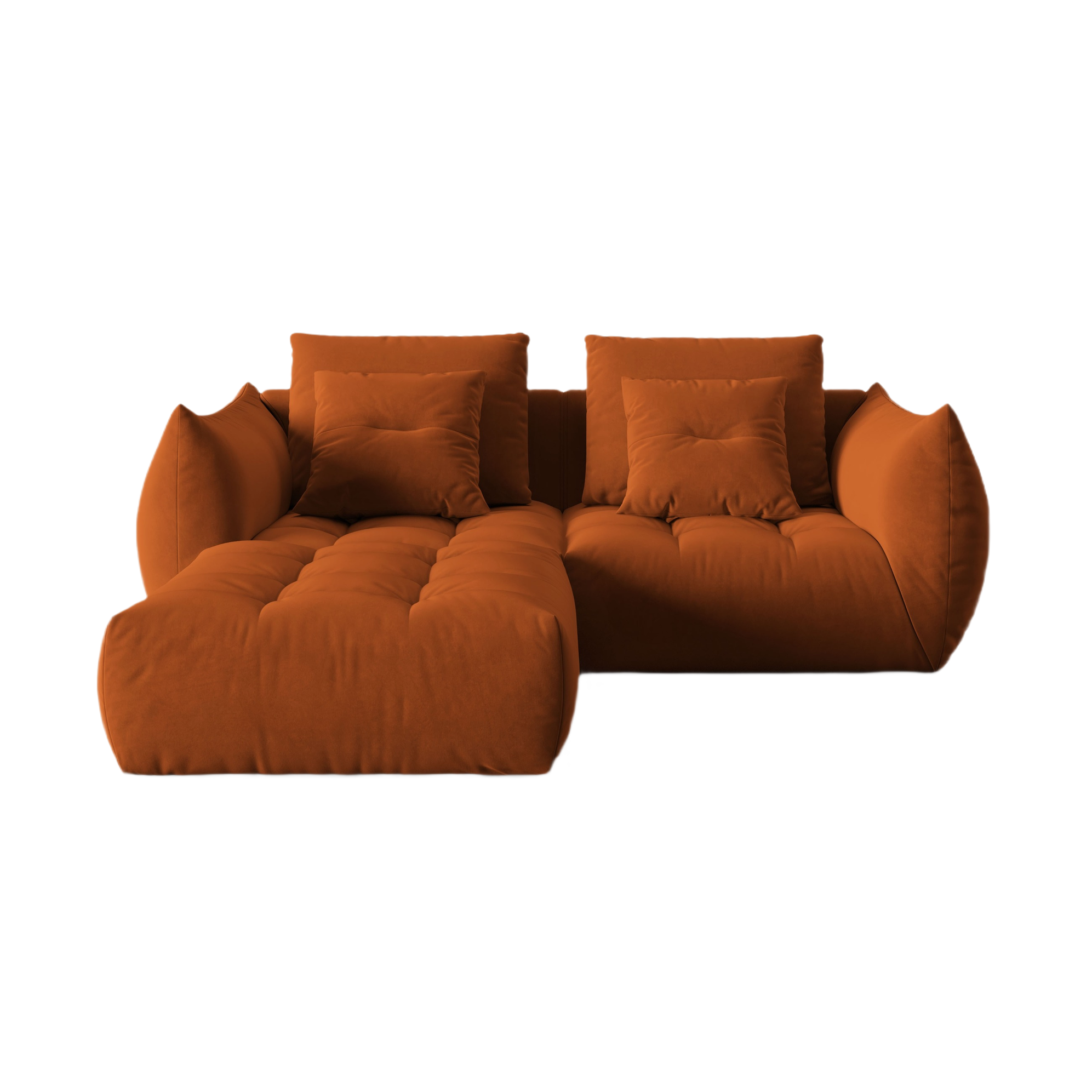 Modular Velvet Corner Sofa 3-Seater BLOOM Terracotta