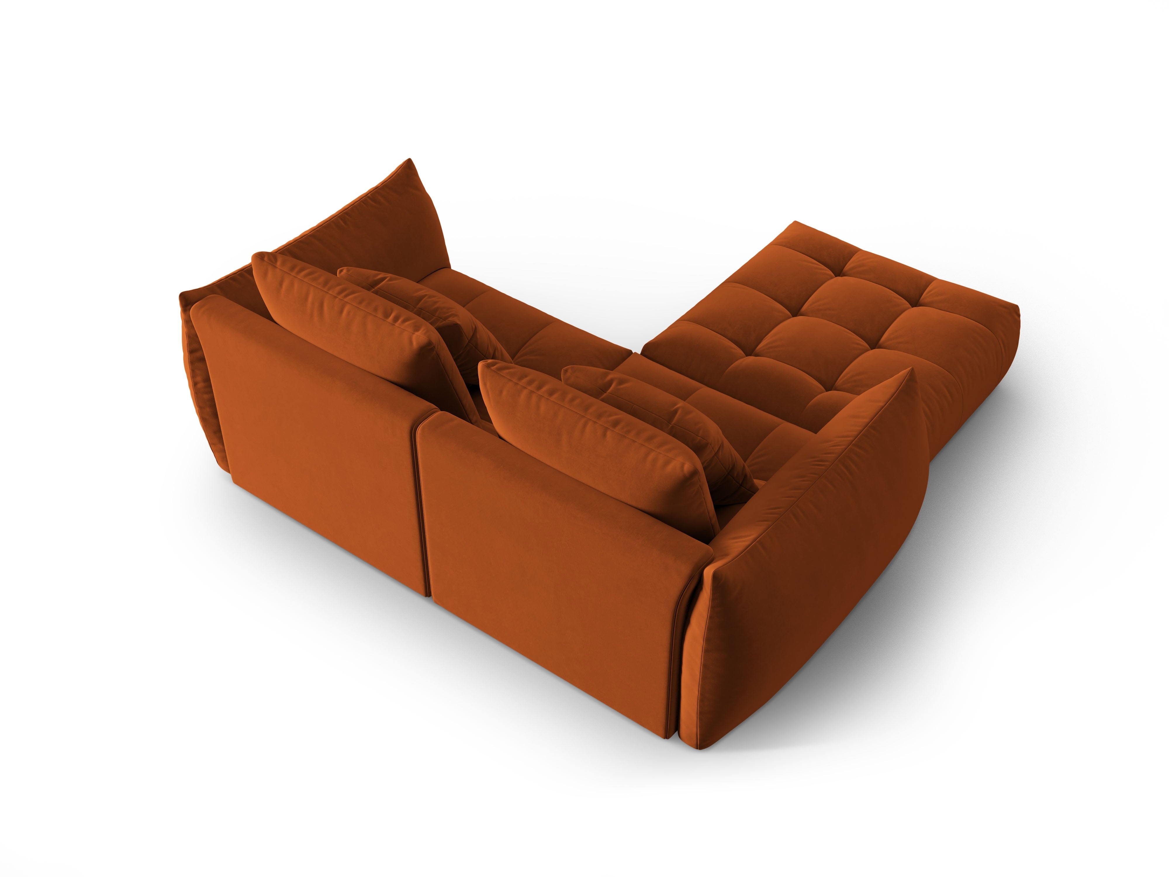 Modular Velvet Corner Sofa 3-Seater BLOOM Terracotta