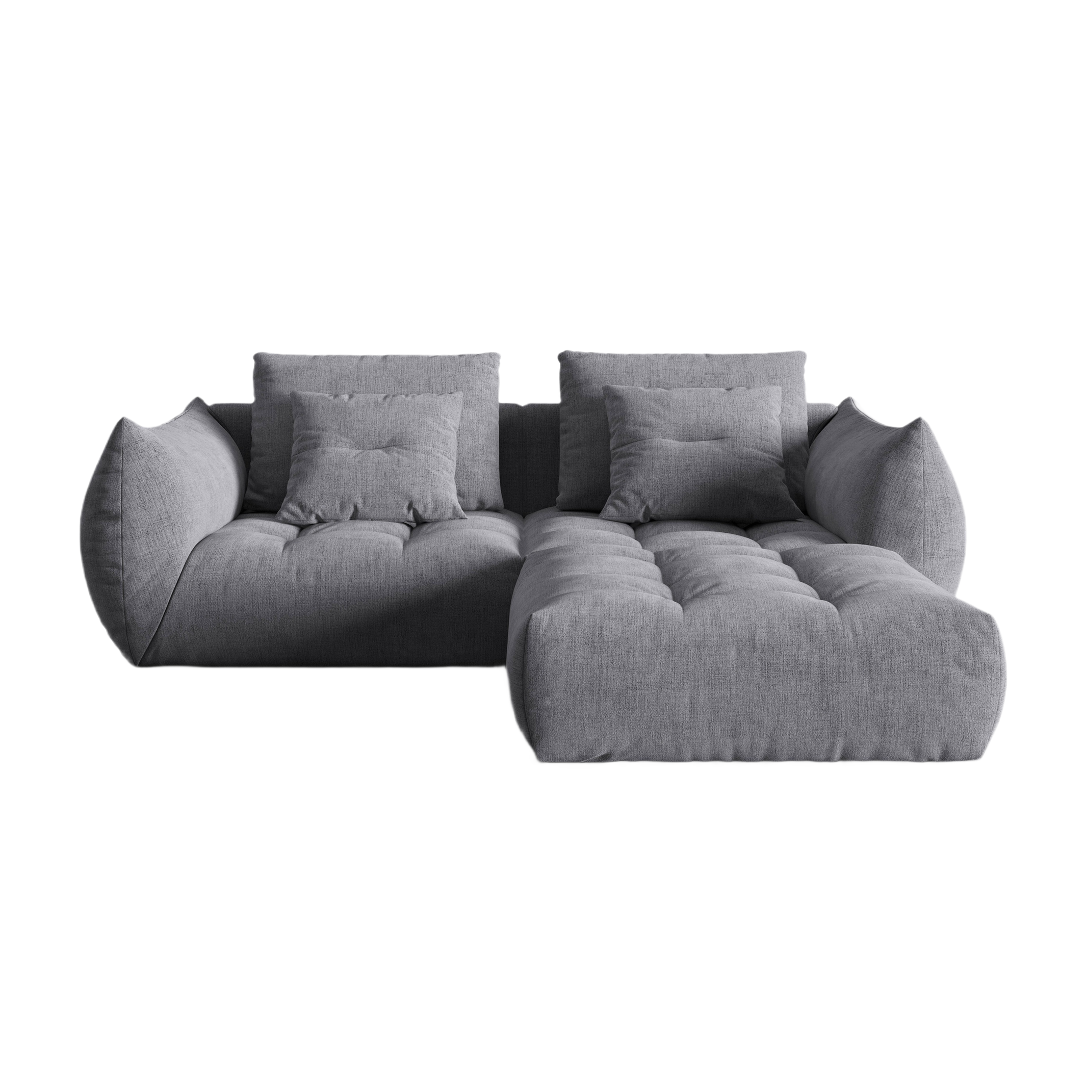 Modularer 3-Sitzer Ecksofa BLOOM graues Chenille