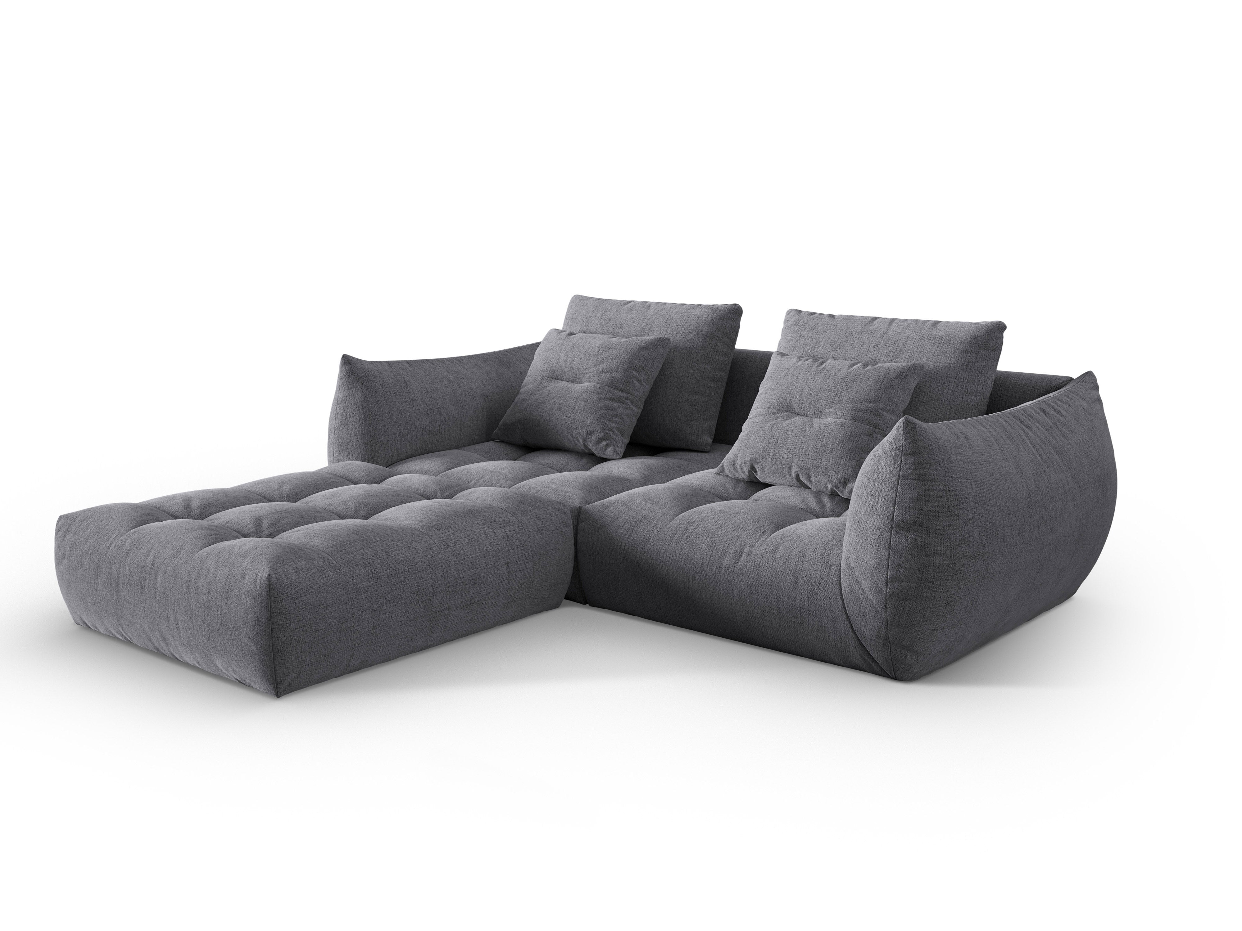 Modularer 3-Sitzer Ecksofa BLOOM graues Chenille