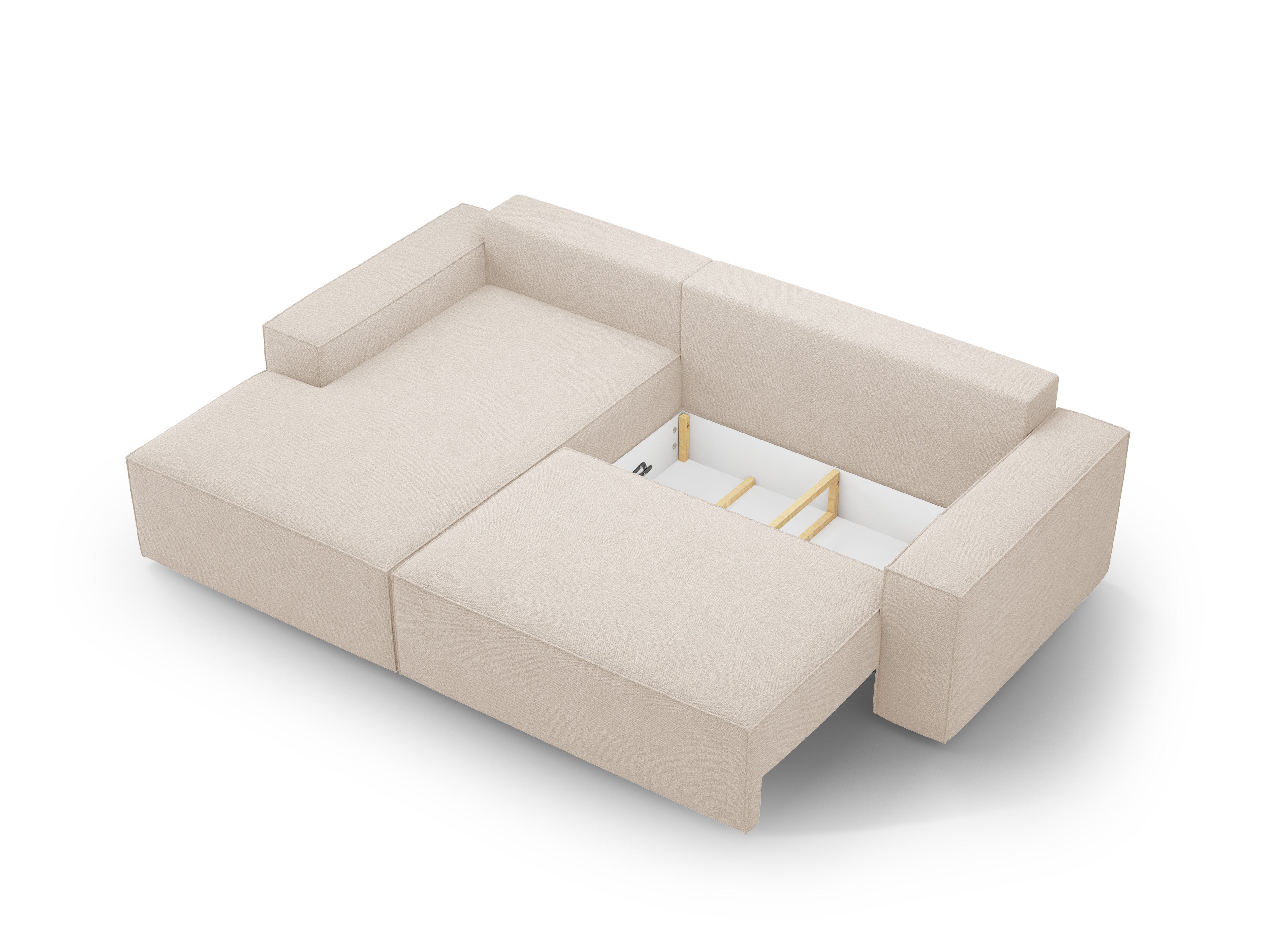 Left-facing corner sofa bed JODIE beige boucle