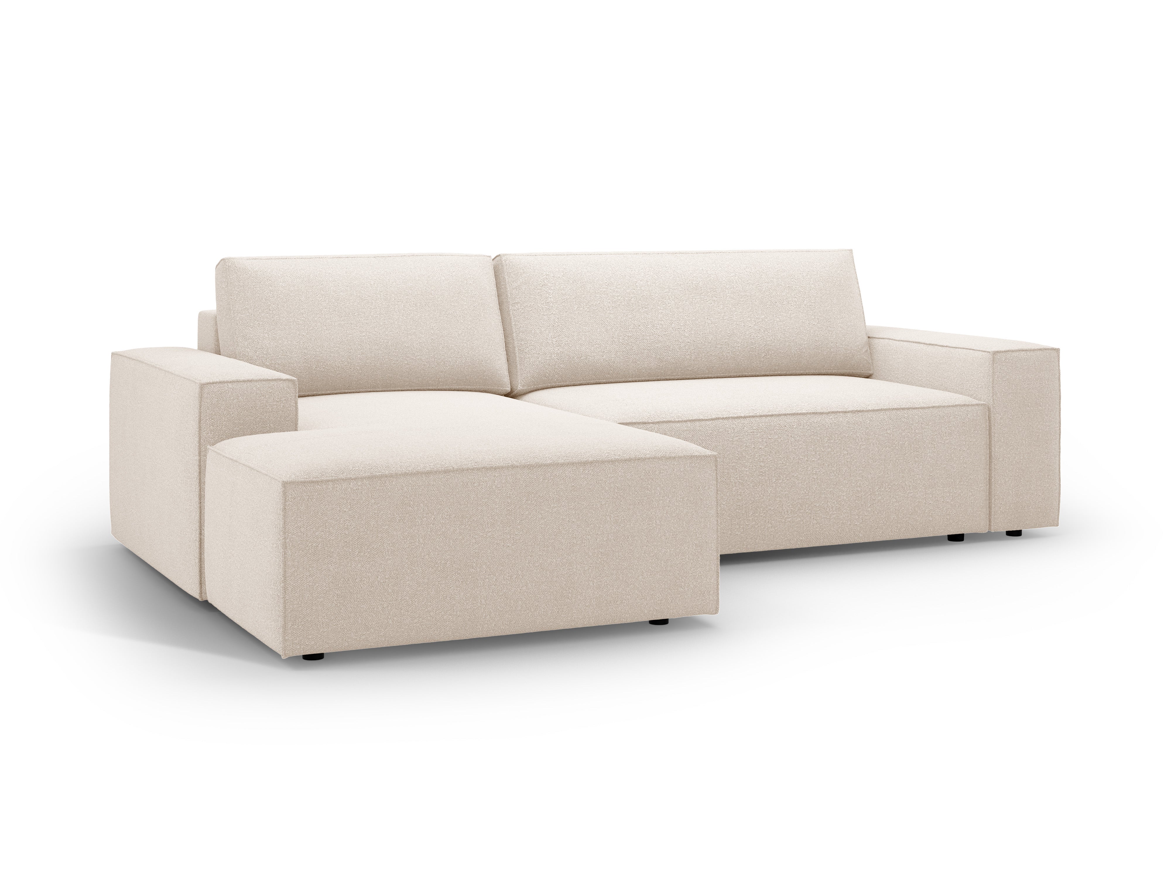Left-facing corner sofa bed JODIE beige boucle