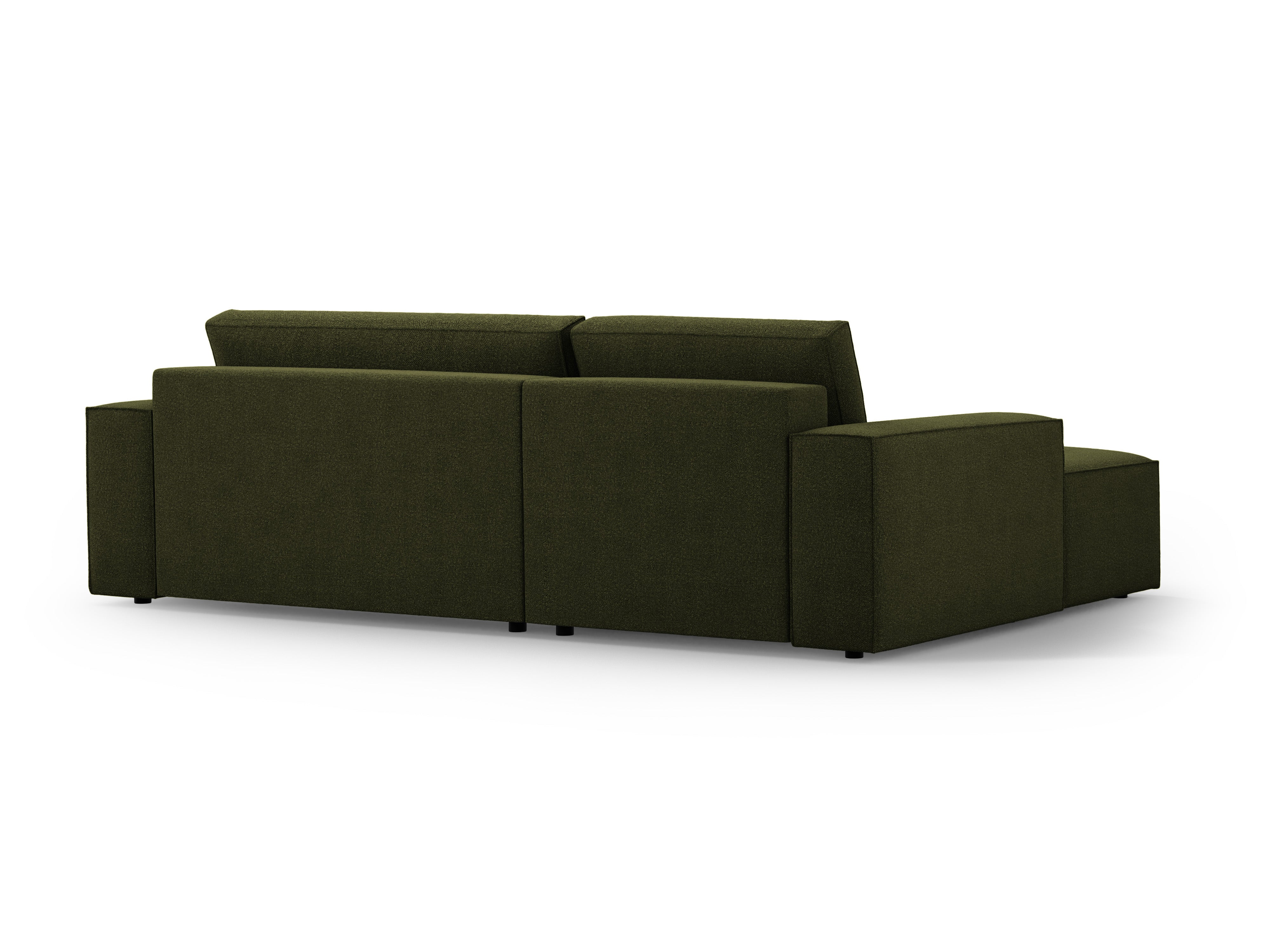 Ecksofa links mit Schlaffunktion JODIE dunkel olivgrün Boucle