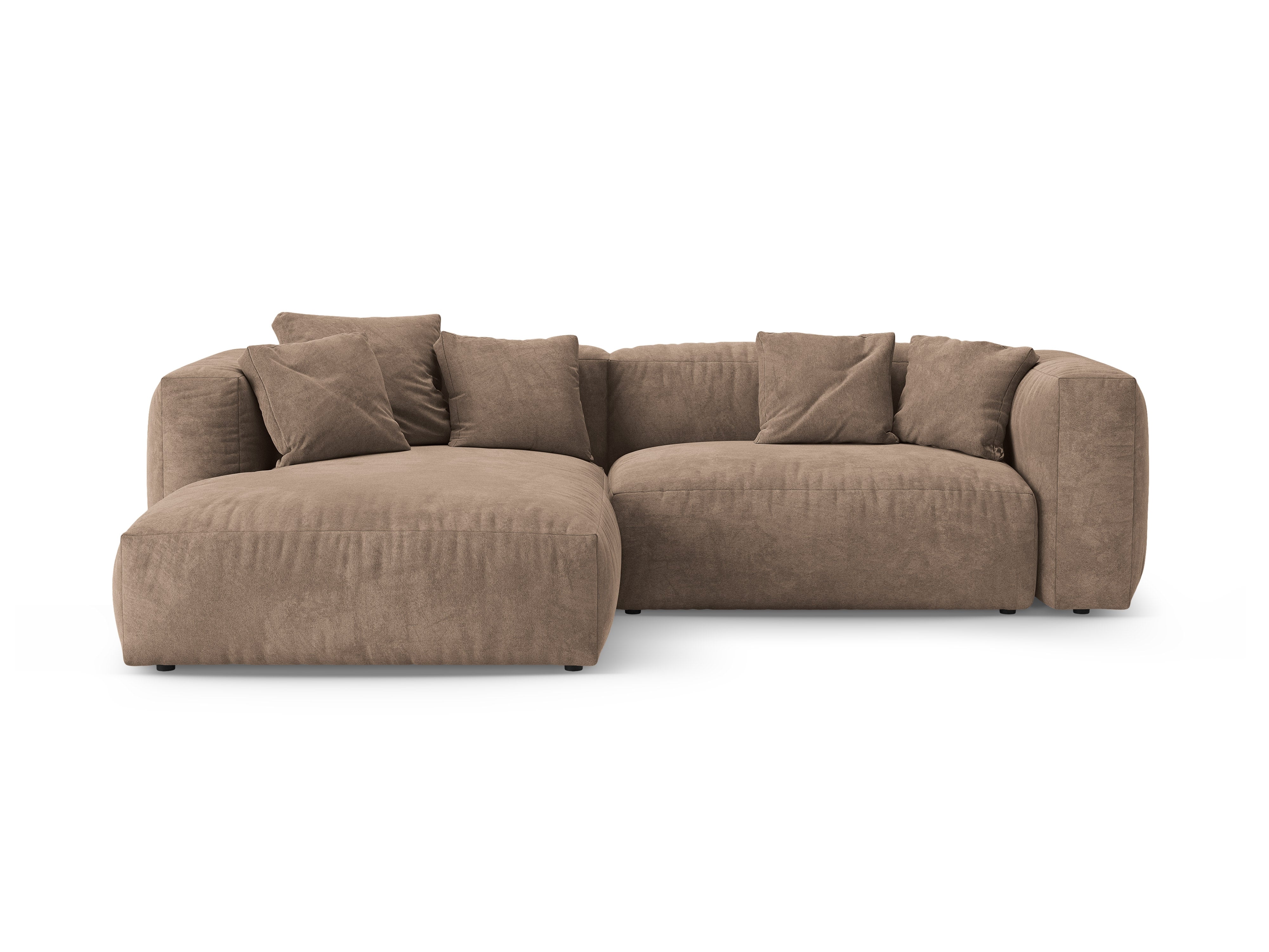Samt-Ecksofa links mit Schlaffunktion MARTINA dunkelbeige