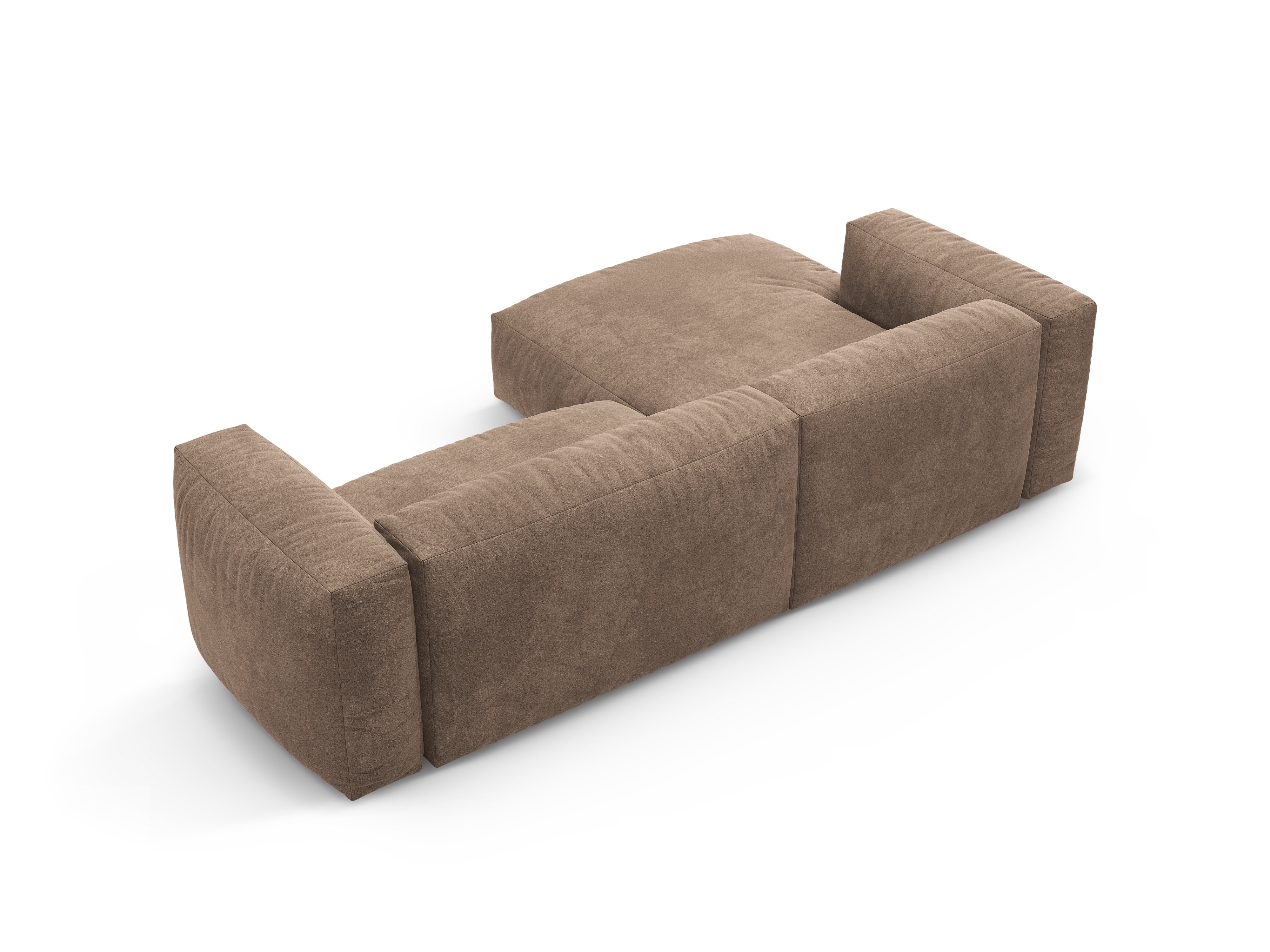 Samt-Ecksofa links mit Schlaffunktion MARTINA dunkelbeige