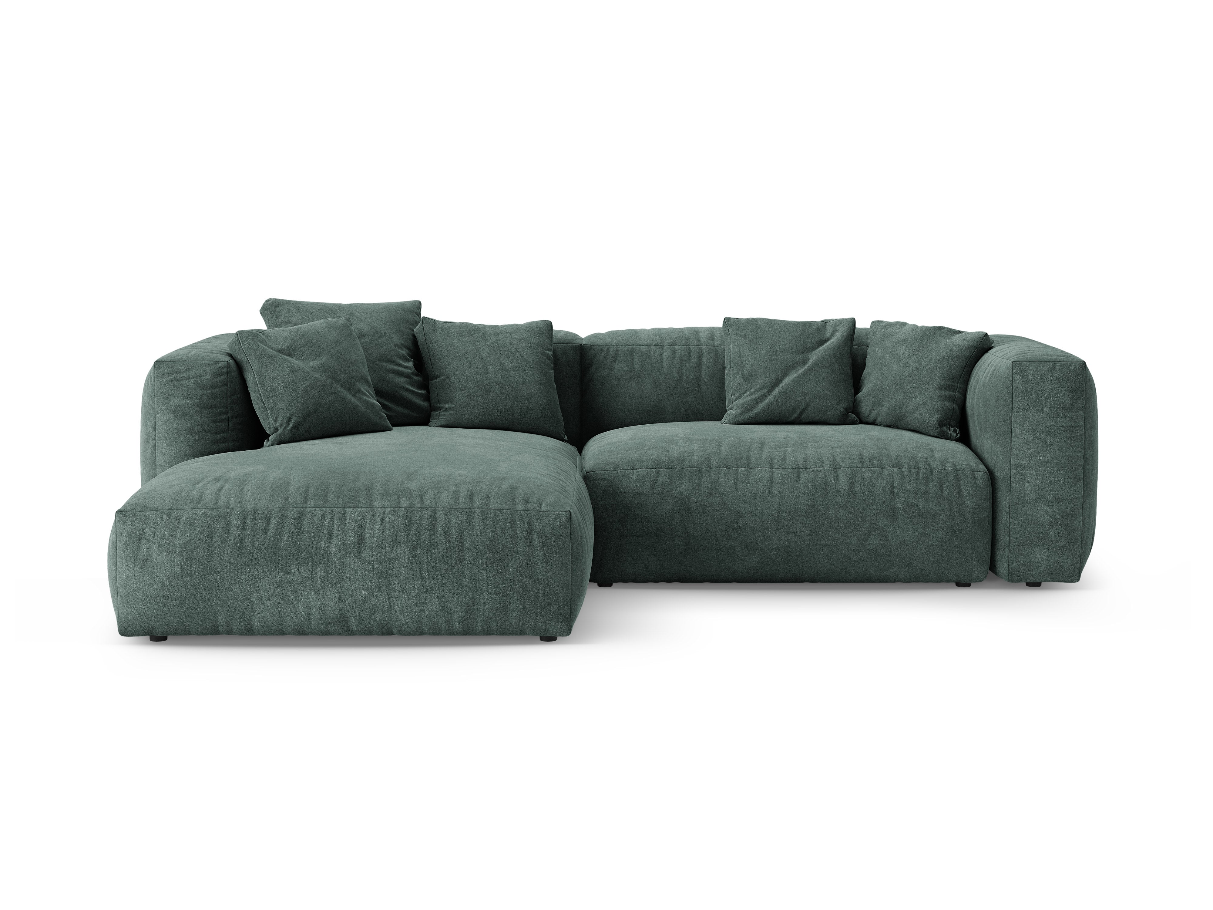 Samt-Ecksofa links mit Schlaffunktion MARTINA petrol