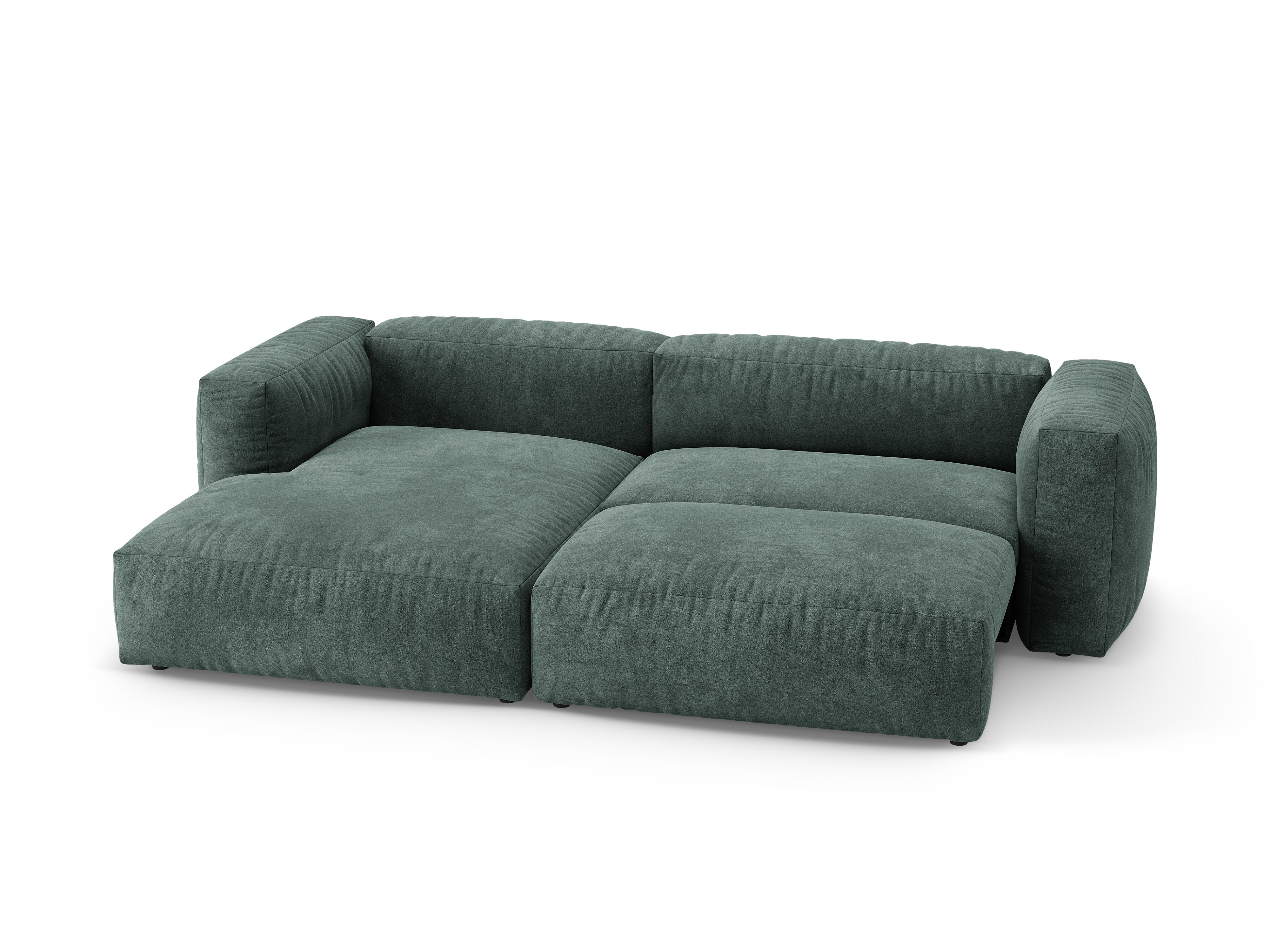 Samt-Ecksofa links mit Schlaffunktion MARTINA petrol