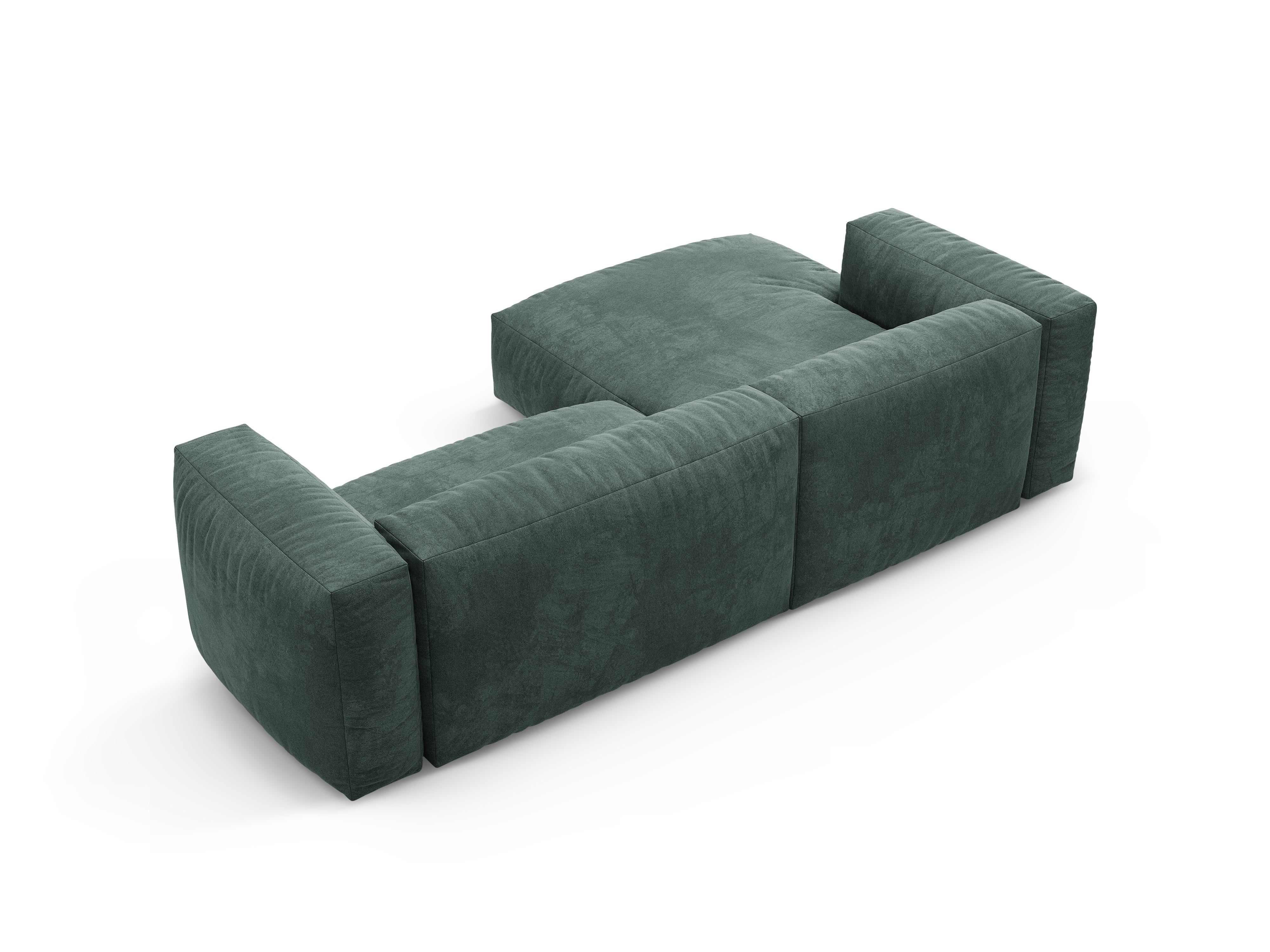 Samt-Ecksofa links mit Schlaffunktion MARTINA petrol