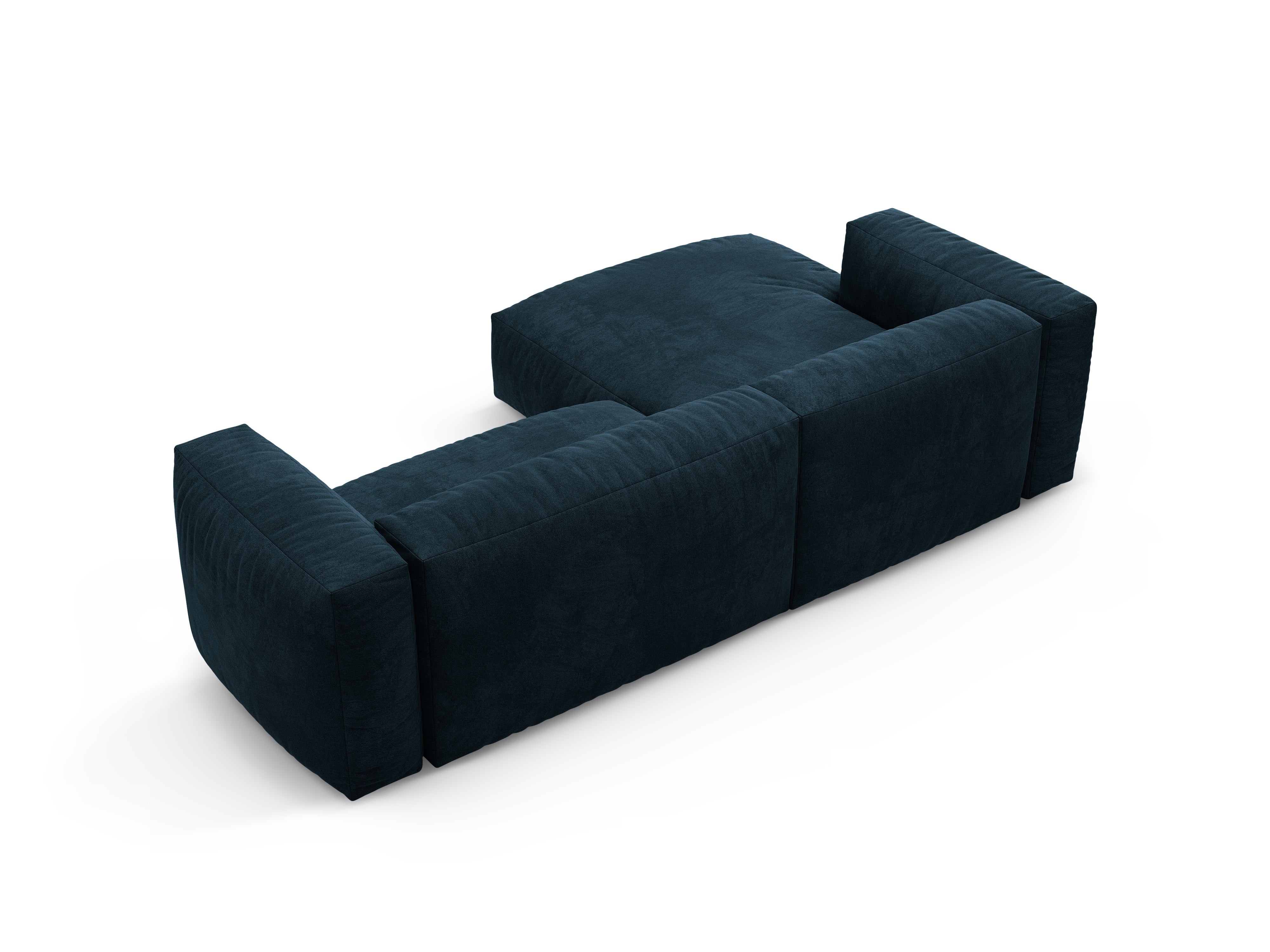 Samt-Ecksofa links mit Schlaffunktion MARTINA tiefes Petrol