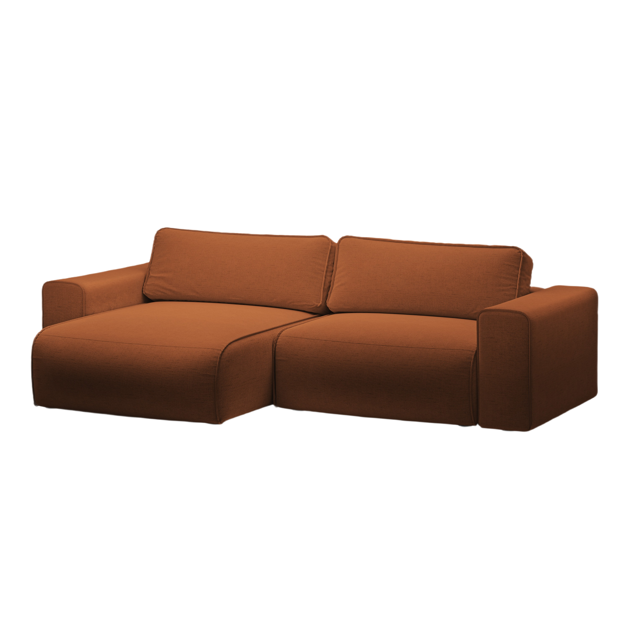 Linksseitiges 3-Sitzer-Sofa mit Schlaffunktion VICTOR in ziegelrotem Chenille