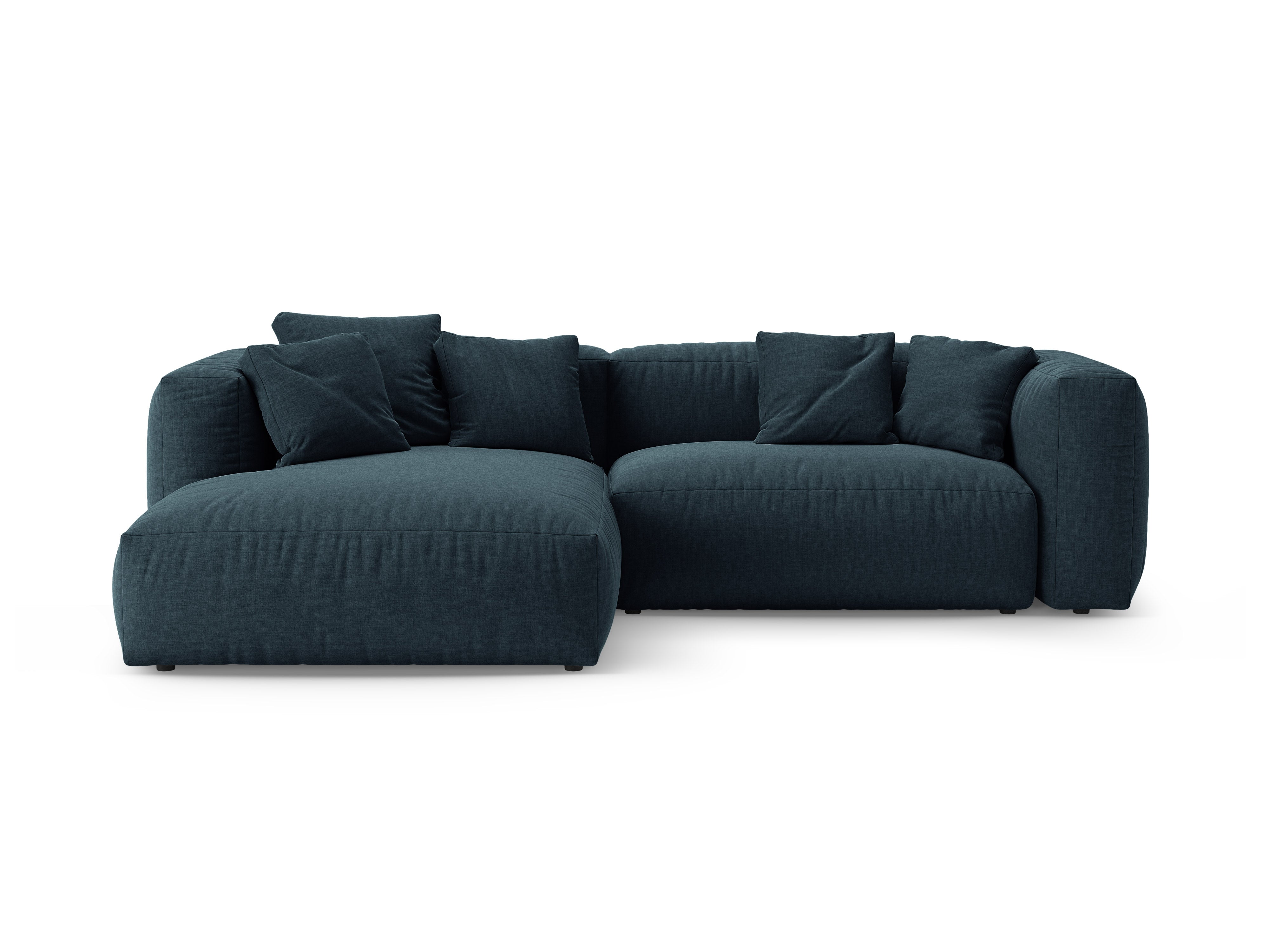 Left-sided corner sofa bed MARTINA in denim blue