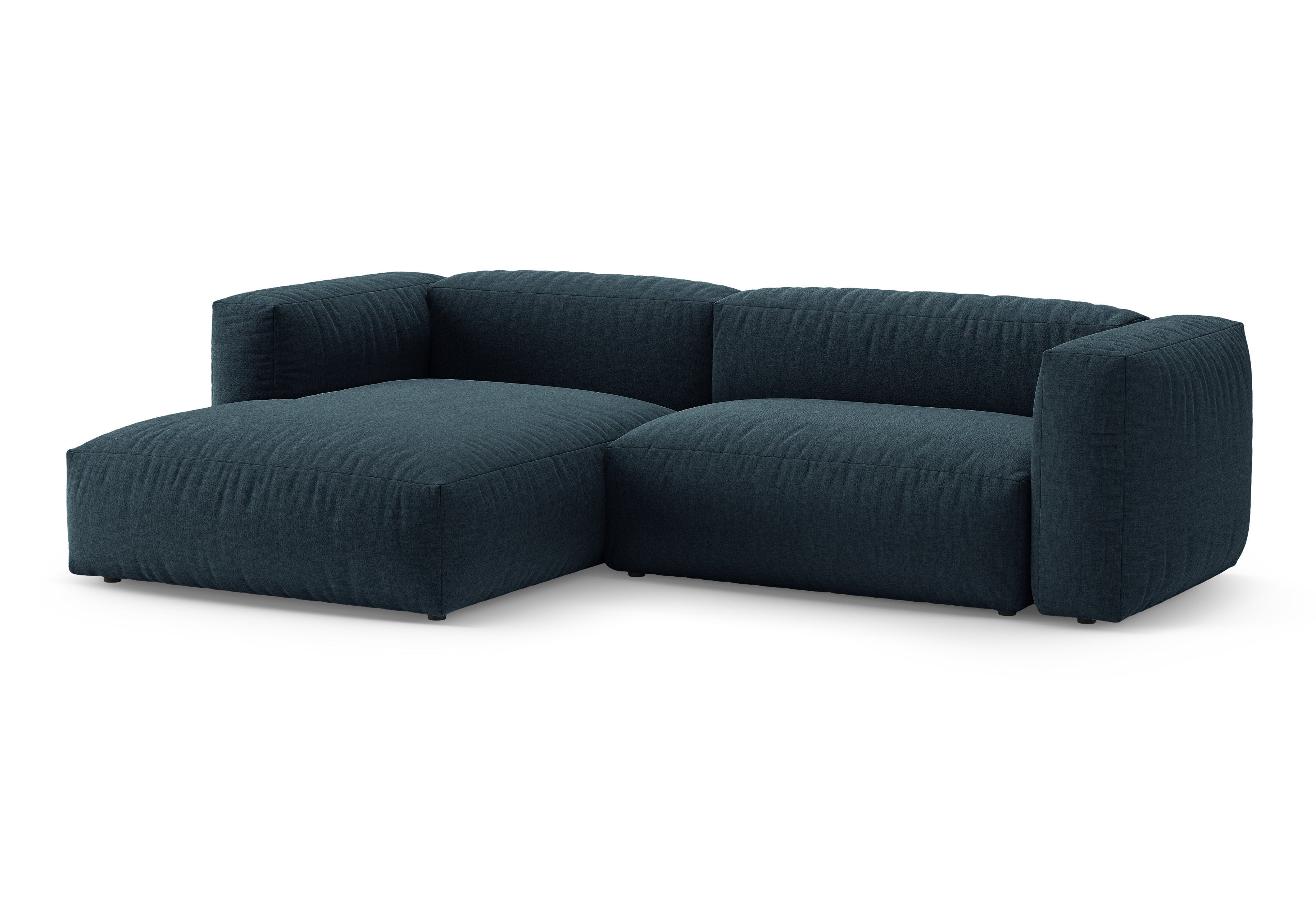 Left-sided corner sofa bed MARTINA in denim blue