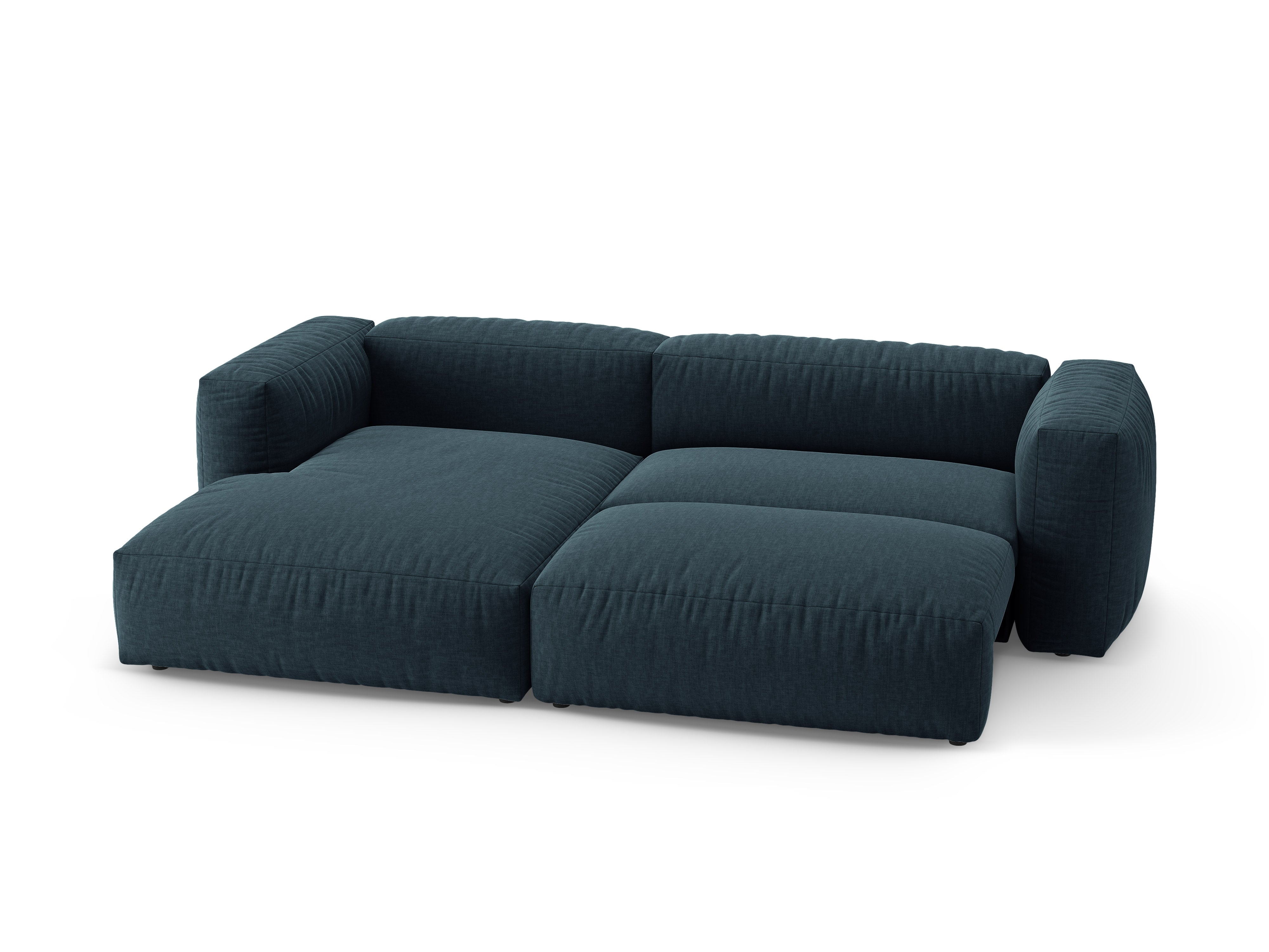 Left-sided corner sofa bed MARTINA in denim blue