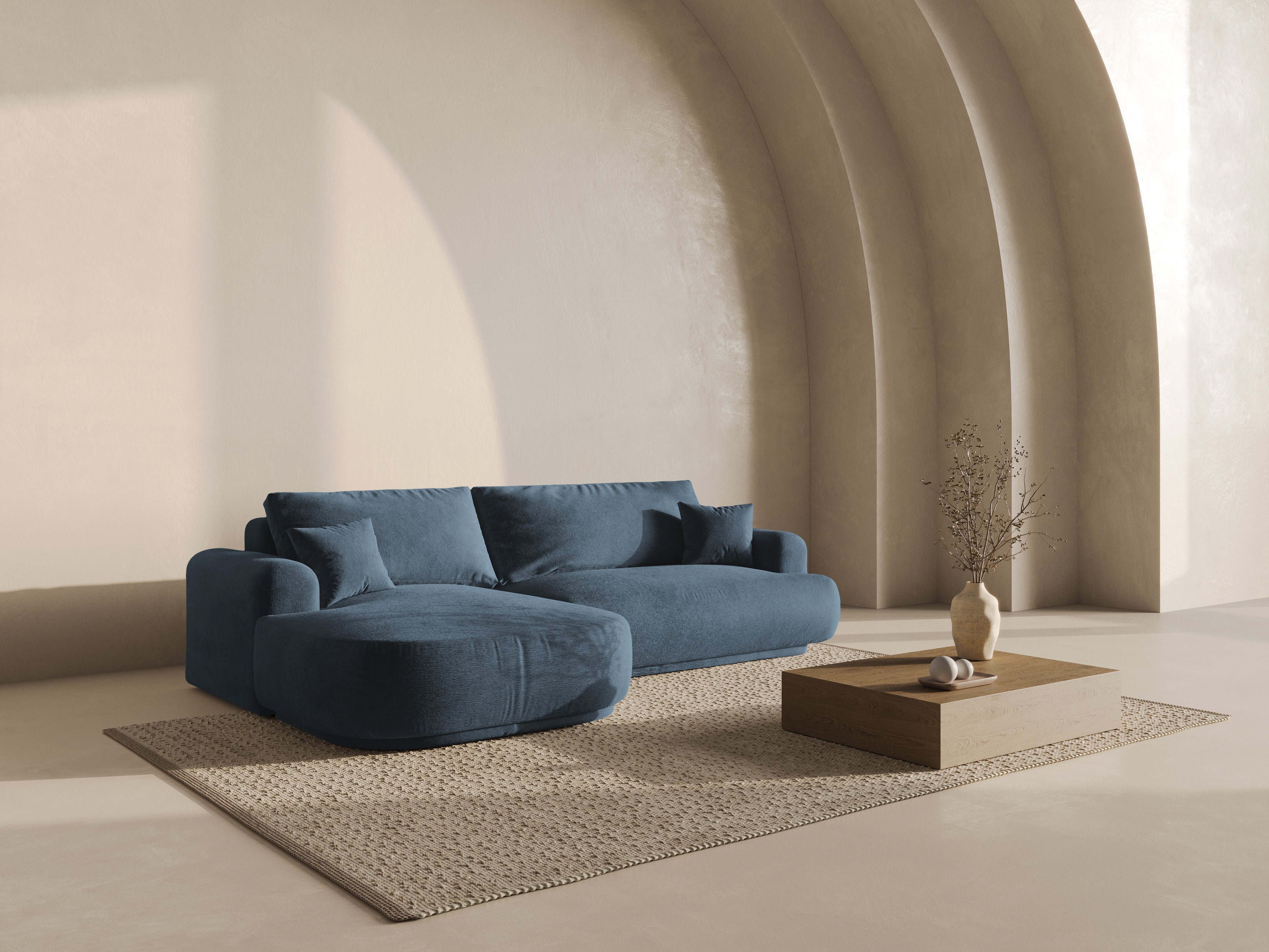 Linkerhoekbank met slaapfunctie ELLA donkerblauw