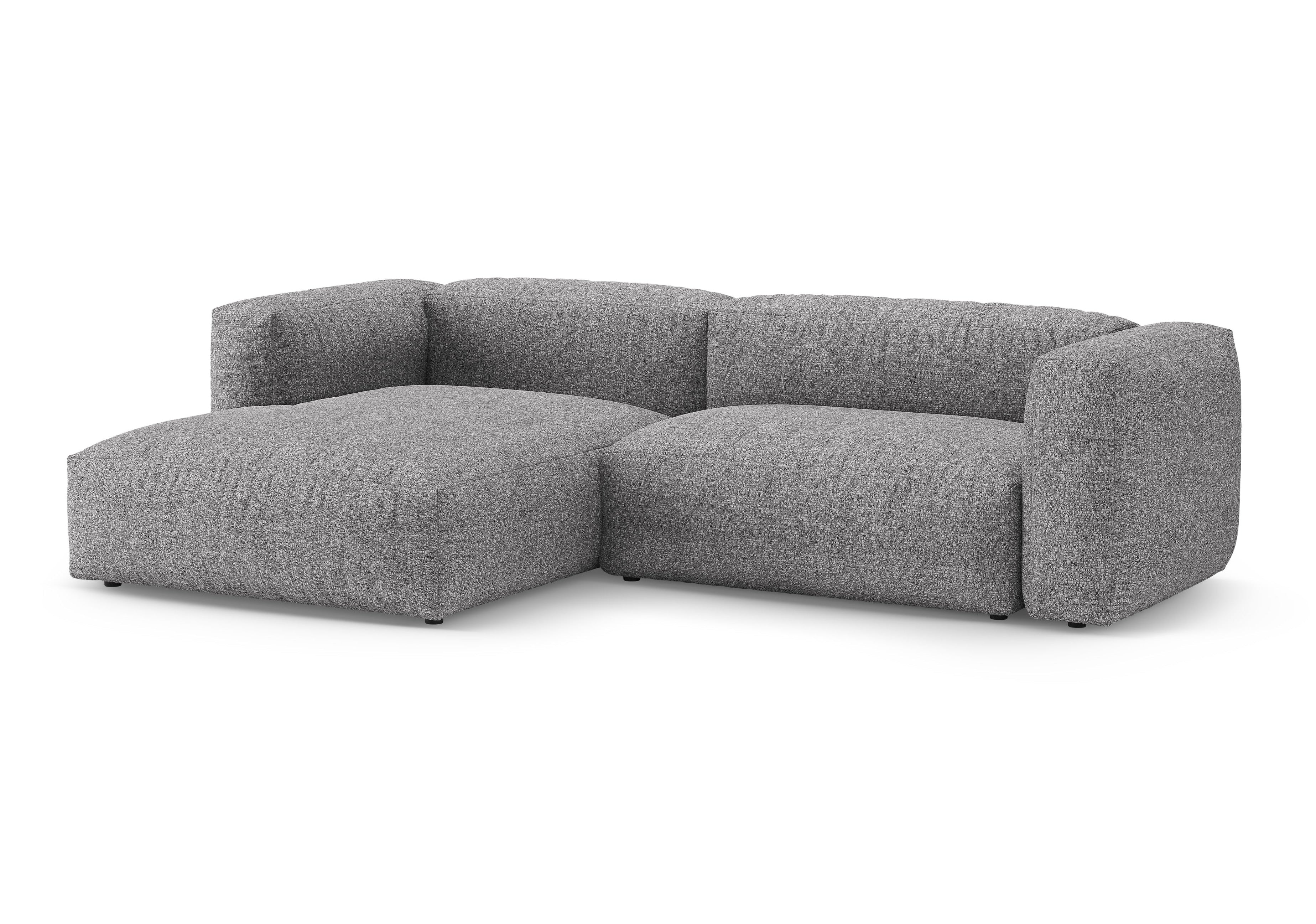 Ecksofa links mit Schlaffunktion MARTINA in grafitfarbener Boucle