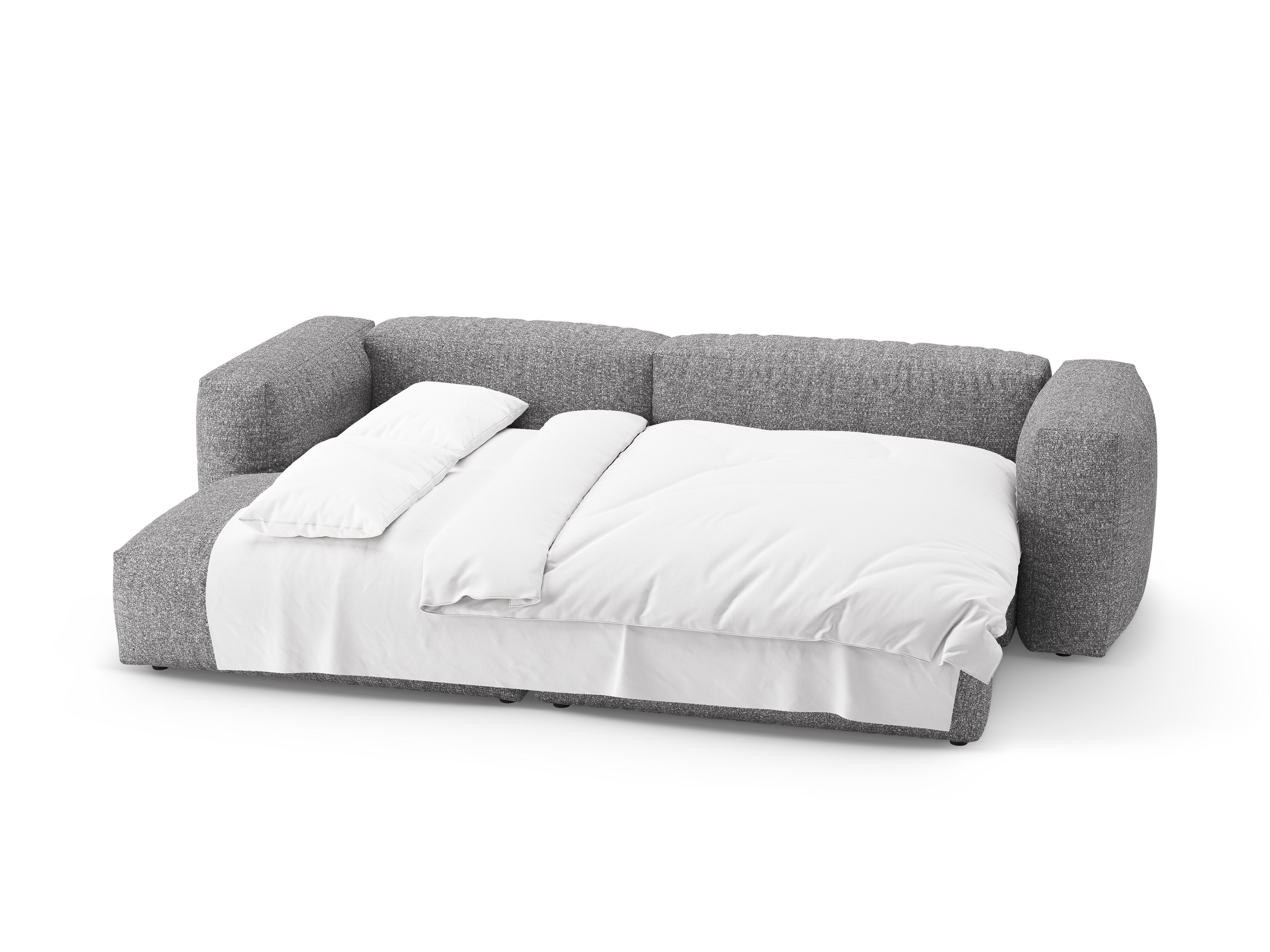 Ecksofa links mit Schlaffunktion MARTINA in grafitfarbener Boucle