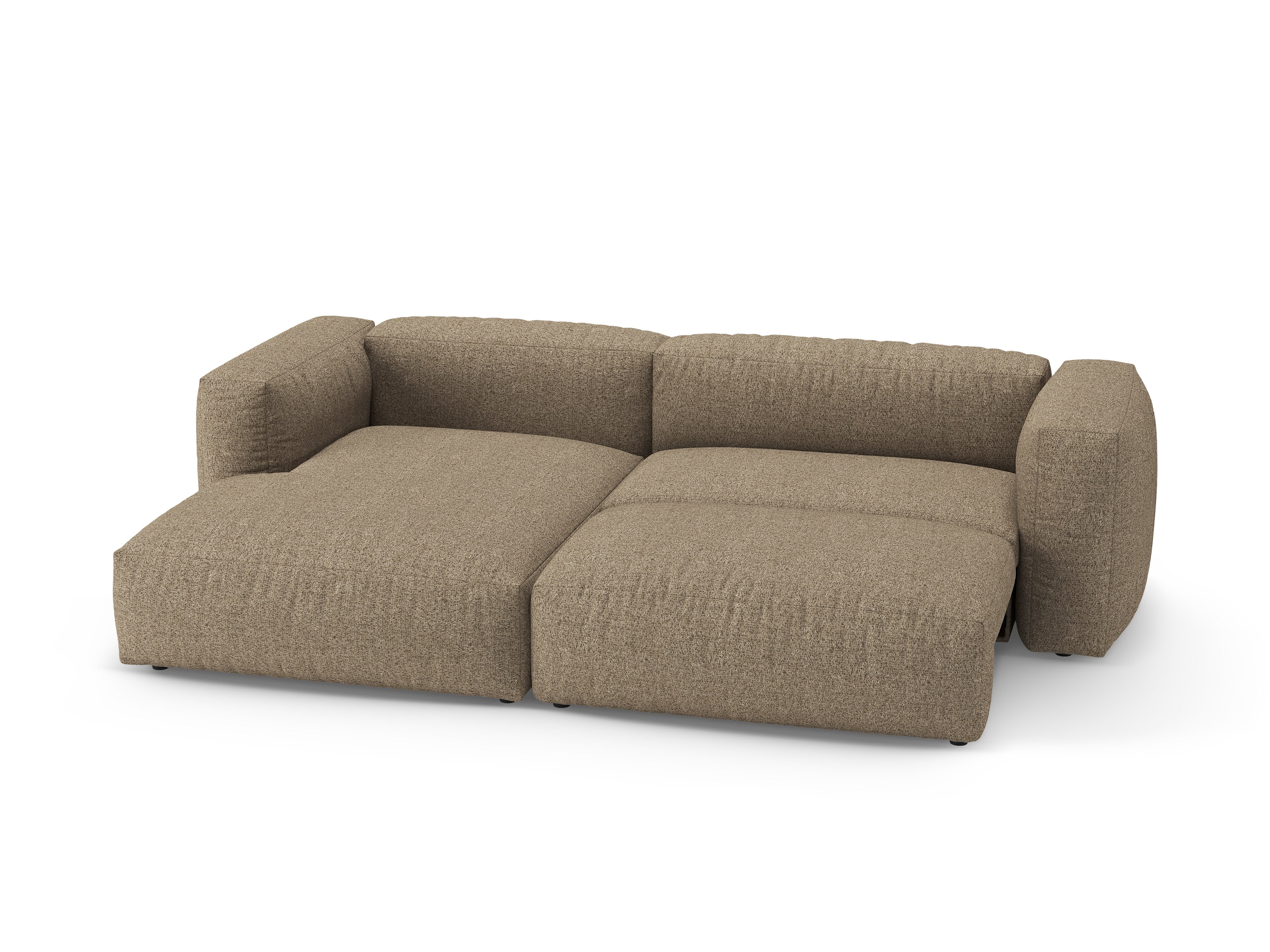 Left-facing corner sofa bed MARTINA cappuccino boucle