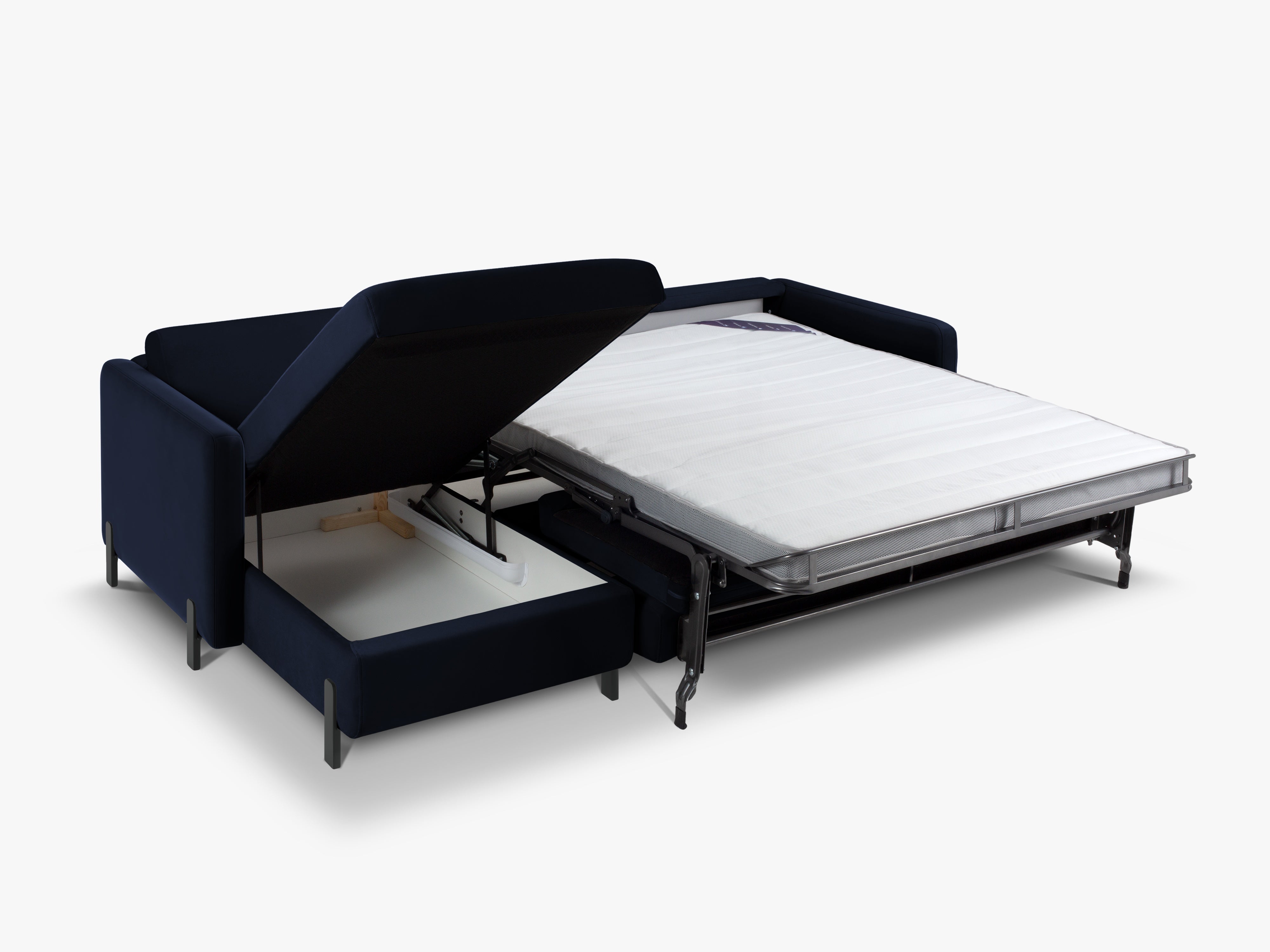 Samt-Ecksofa links mit Schlaffunktion GLORIA königsblau