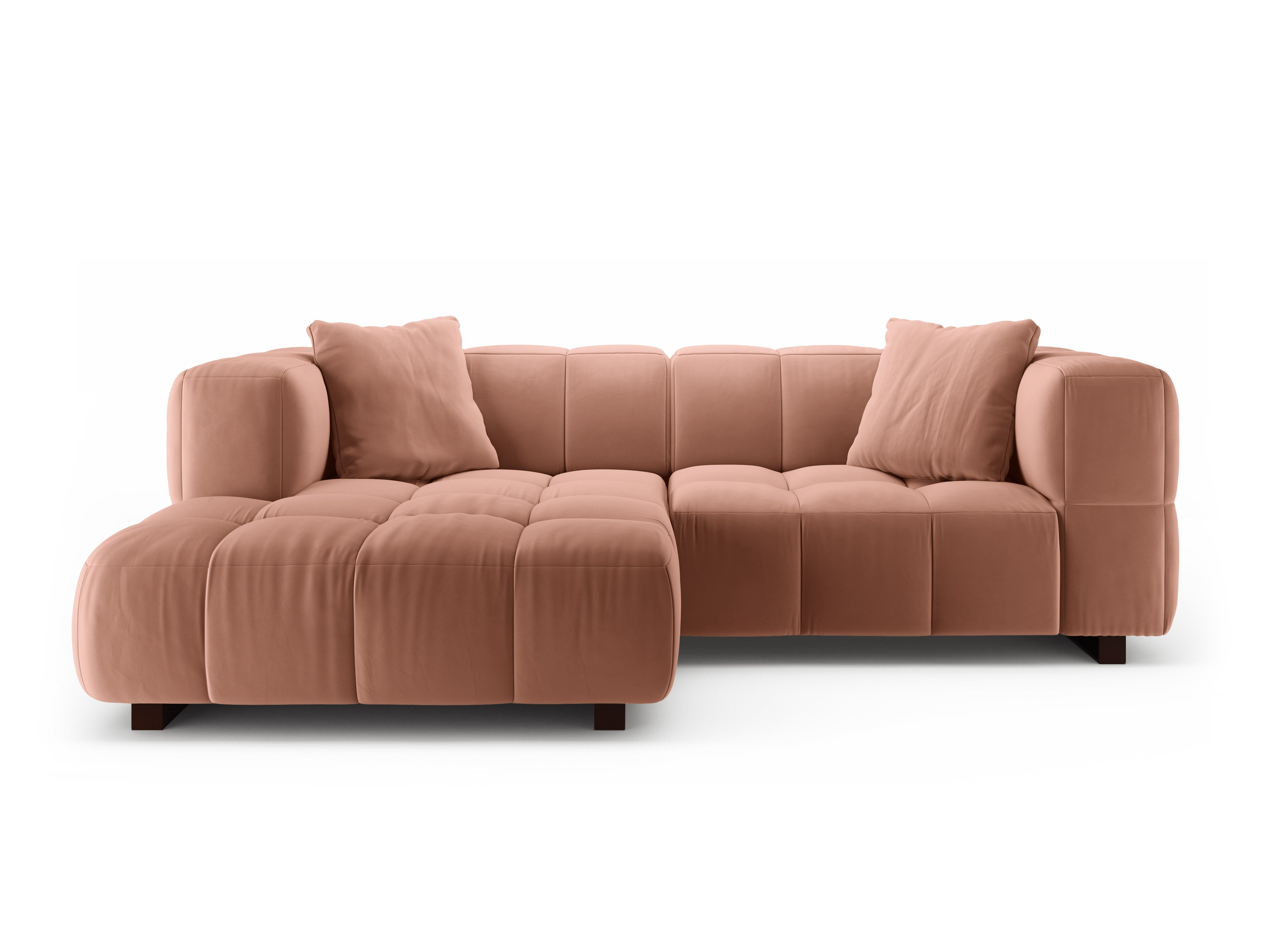 Samt-Ecksofa links mit Schlaffunktion PUMA rosa