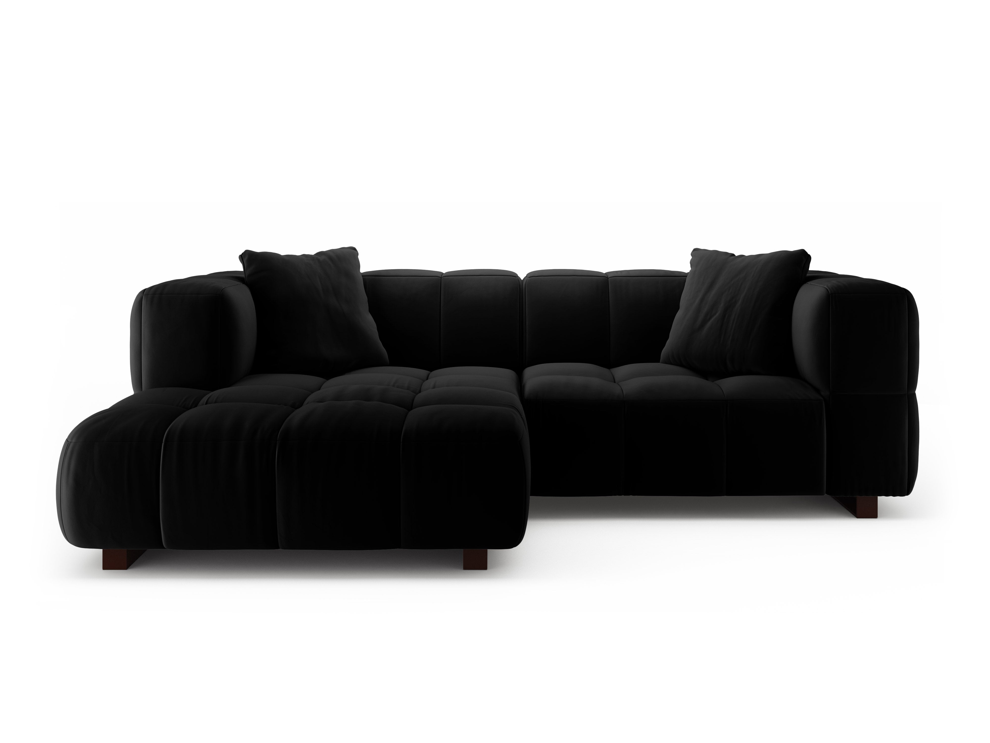 Black Velvet Left-Hand Corner Sofa Bed PUMA