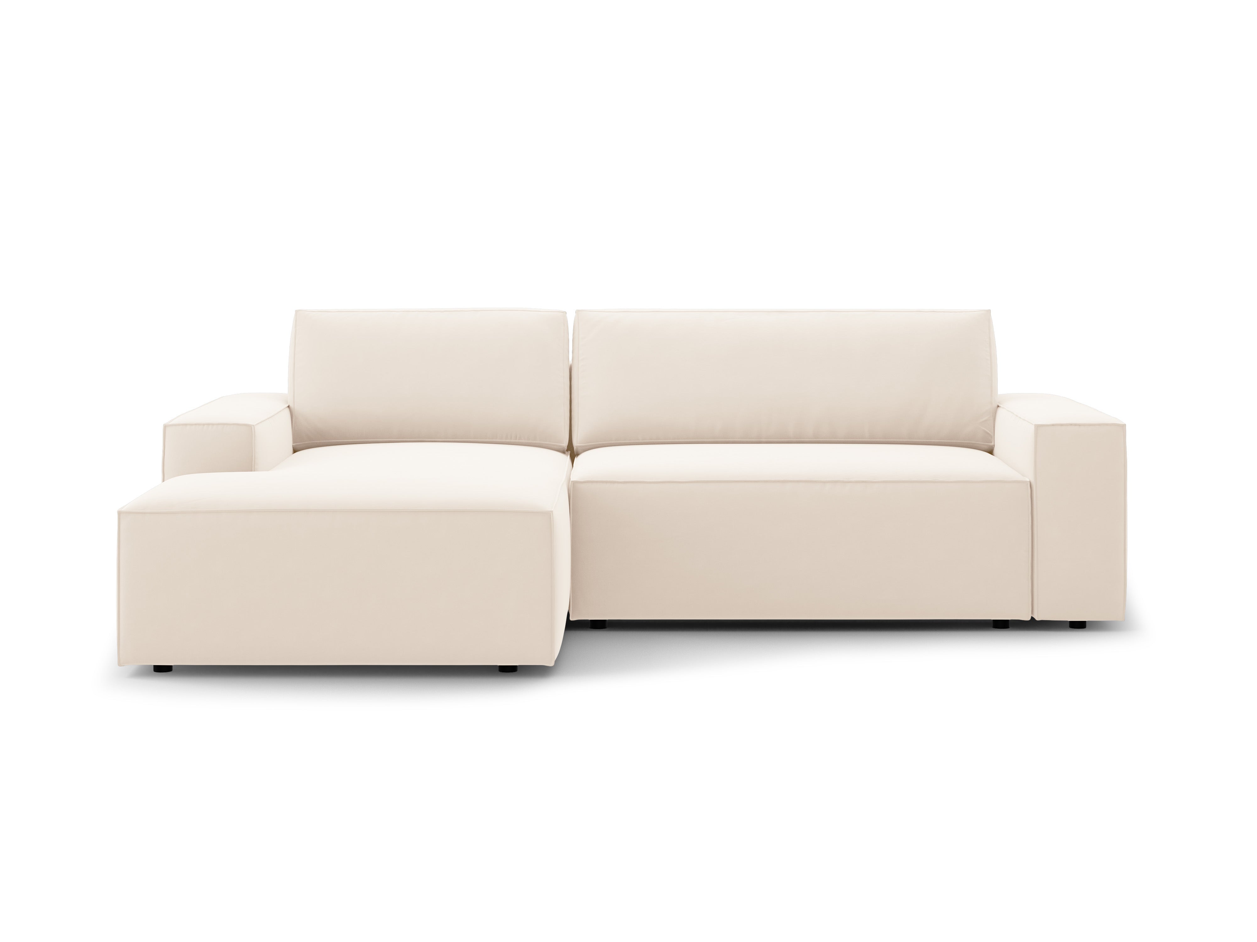 Velvet hoekbank links met slaapfunctie JODIE lichtbeige