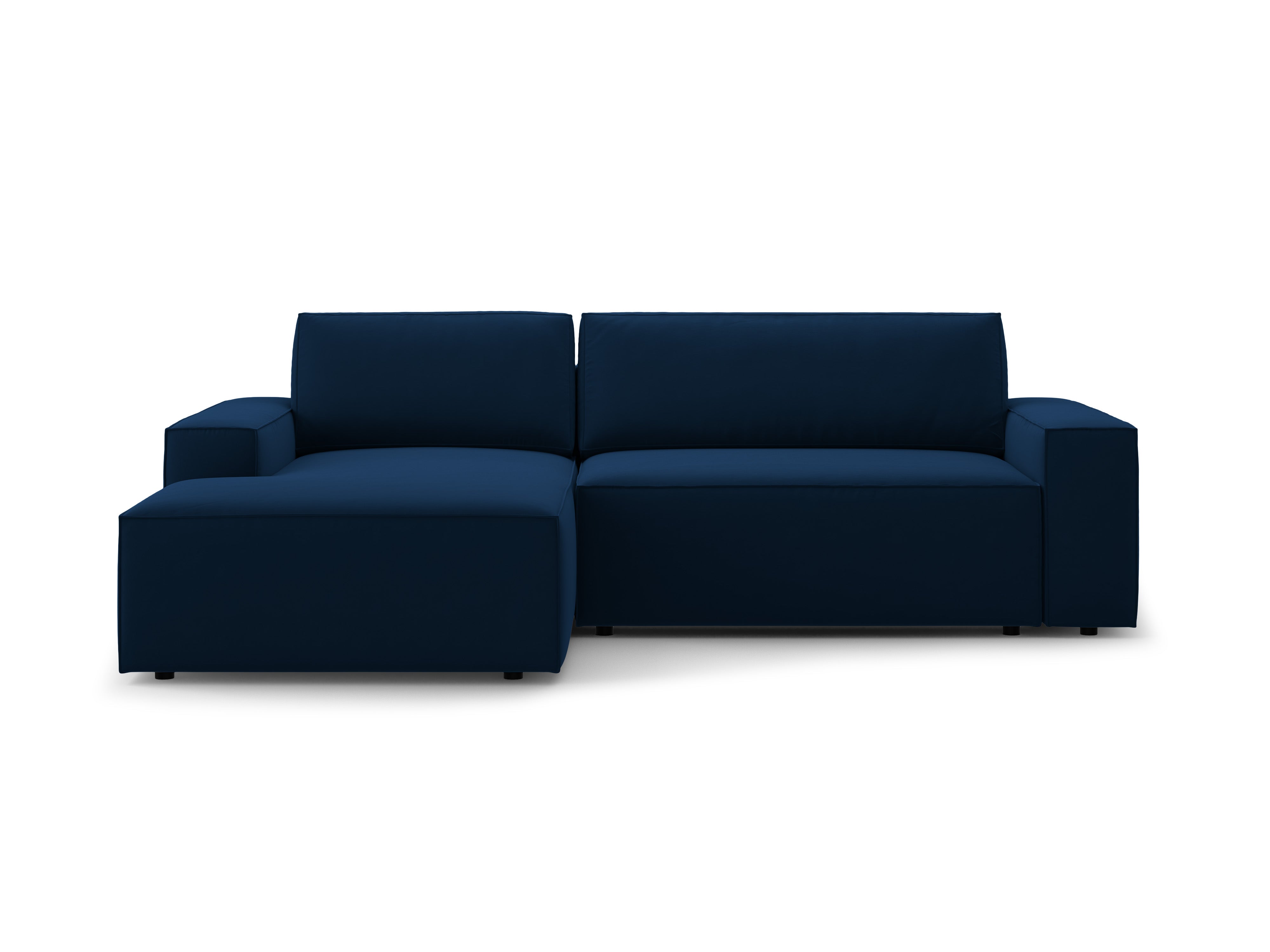 Left-facing velvet corner sofa bed JODIE royal blue