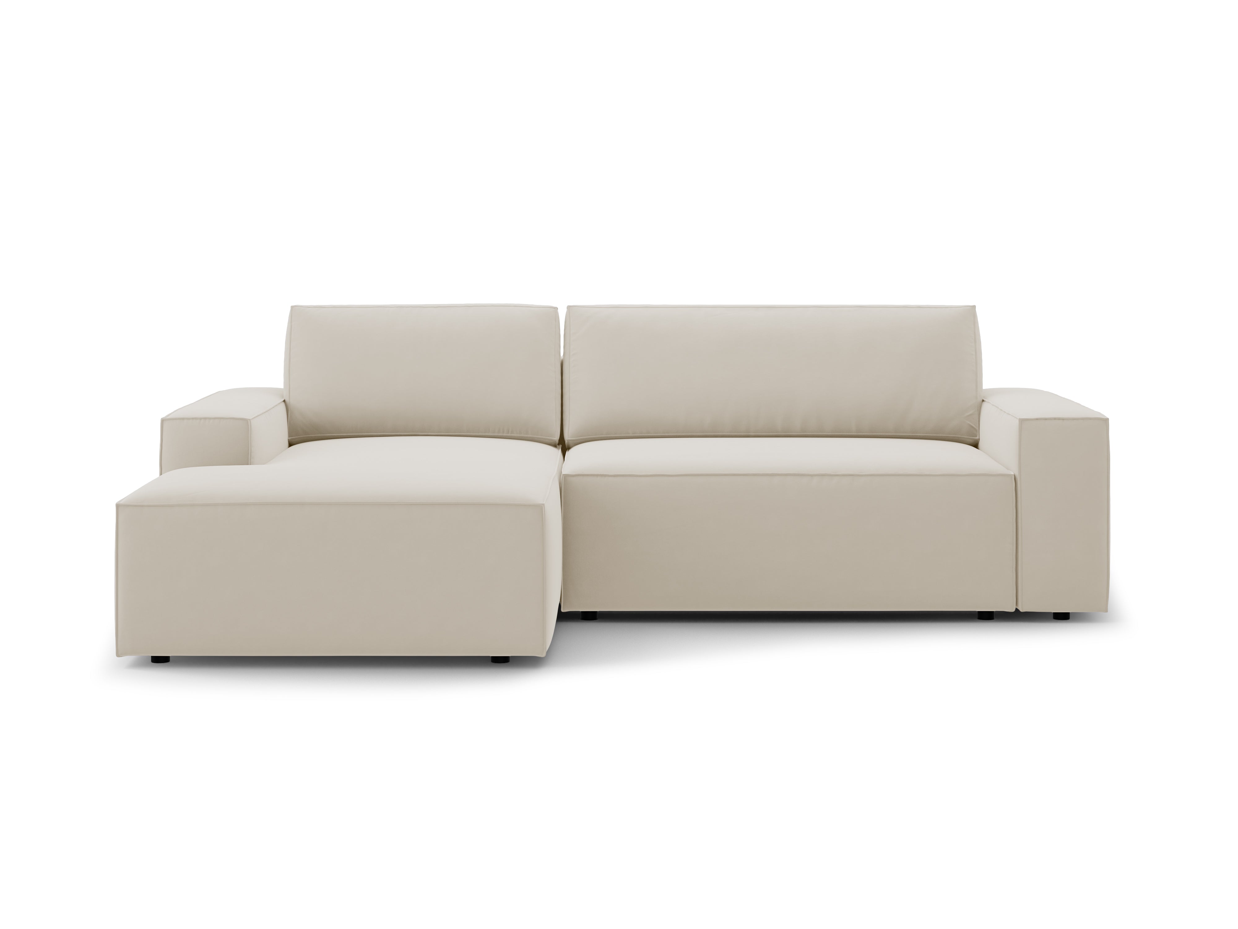 Donkerbeige linkszijdige fluwelen hoekbank met slaapfunctie JODIE