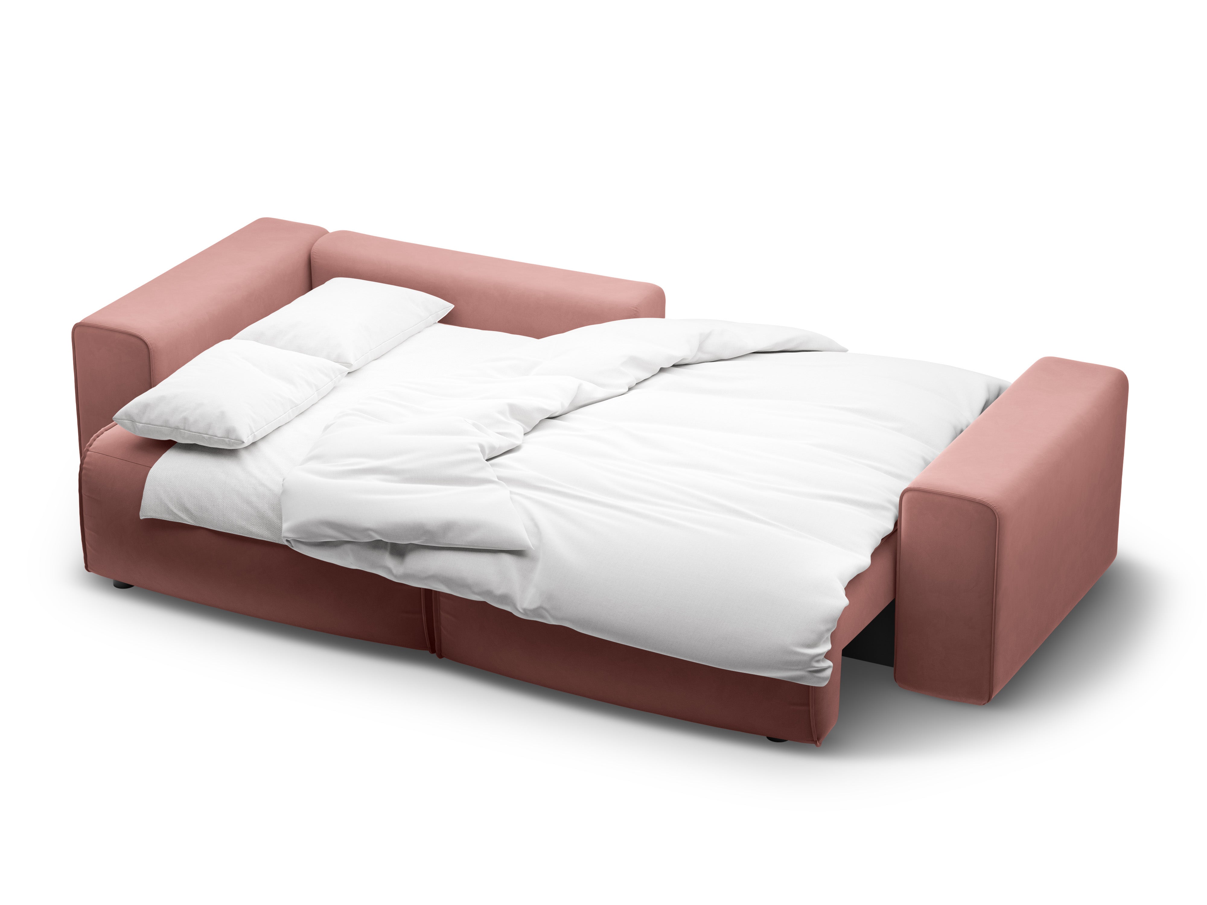 Rood fluwelen linkszijdige 3-zits hoekbank met slaapfunctie VICTOR