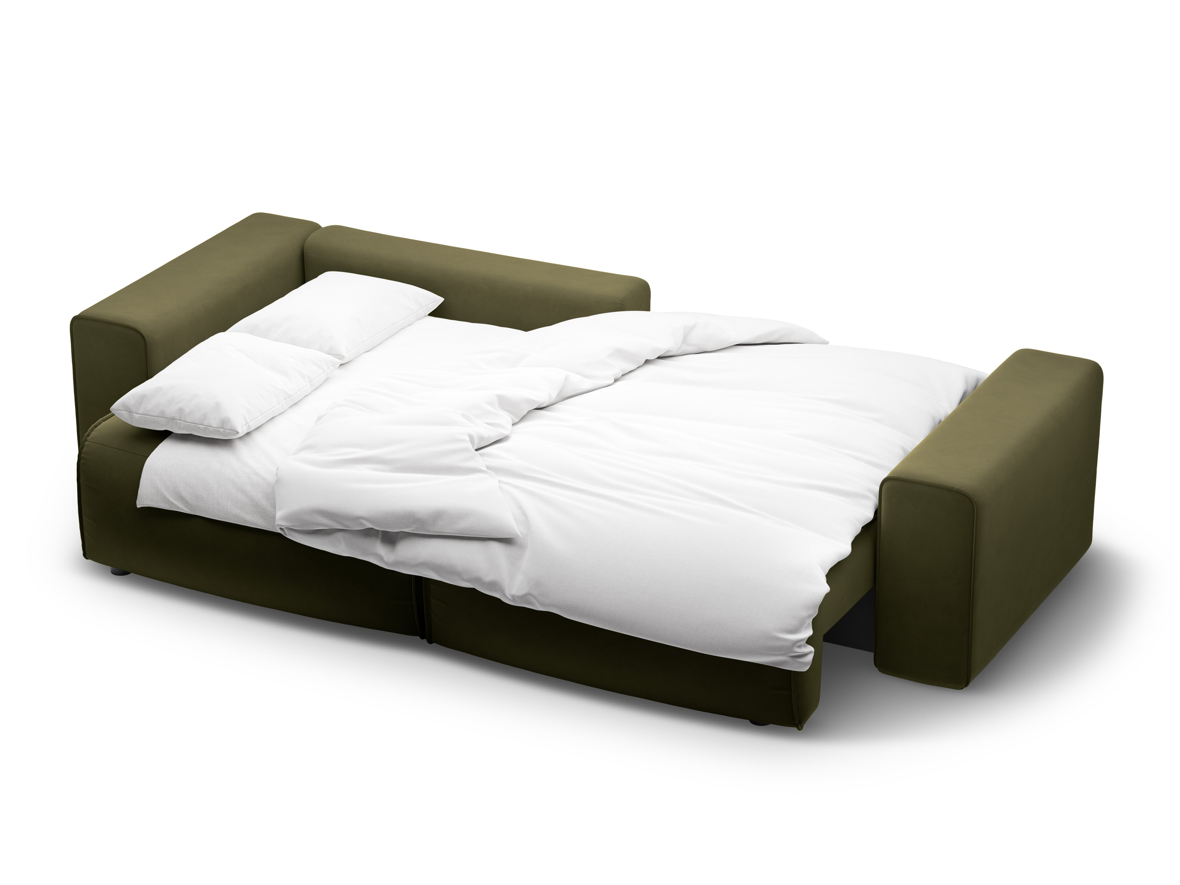 Samt-Ecksofa linksseitig 3-sitzig mit Schlaffunktion VICTOR grün