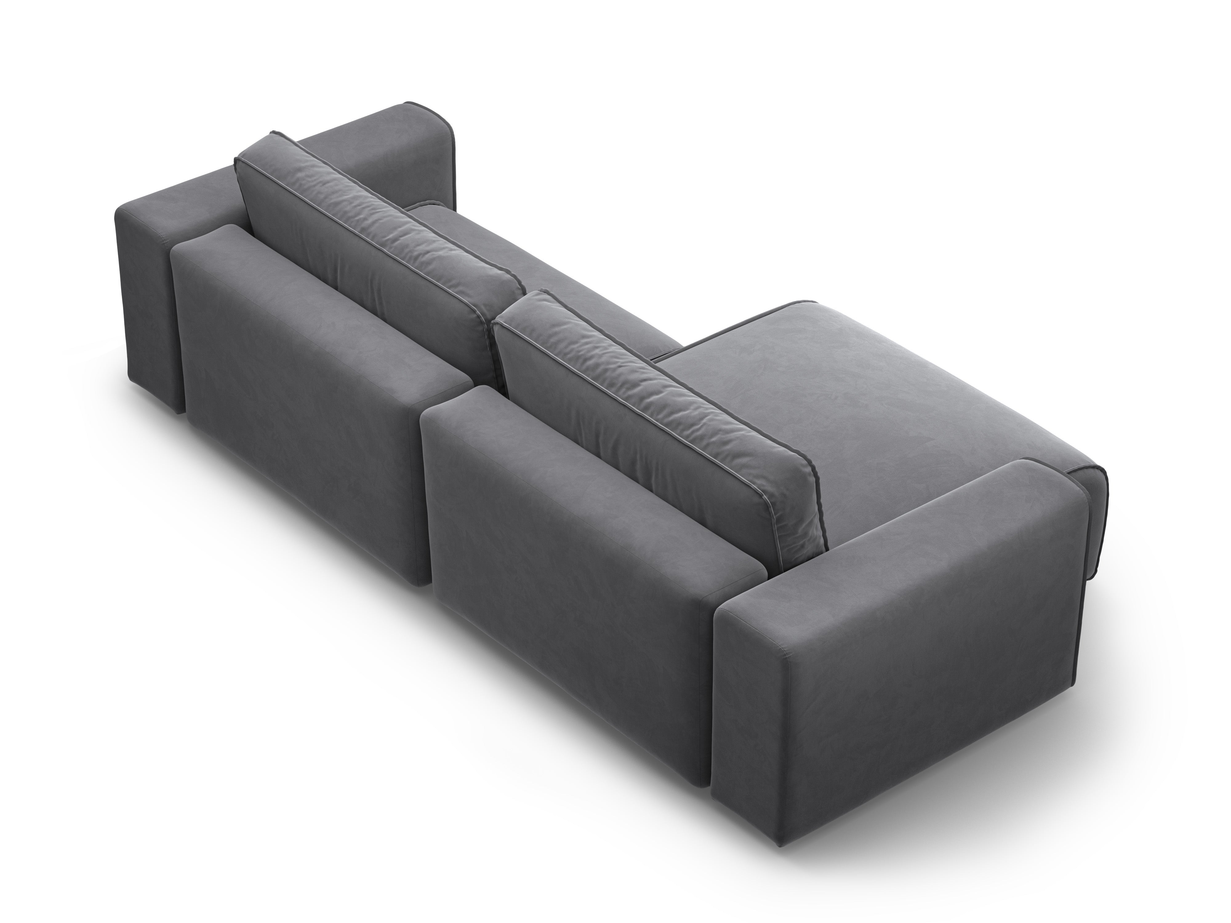 Left-facing velvet corner sofa for 3 people with sleeping function VICTOR gray