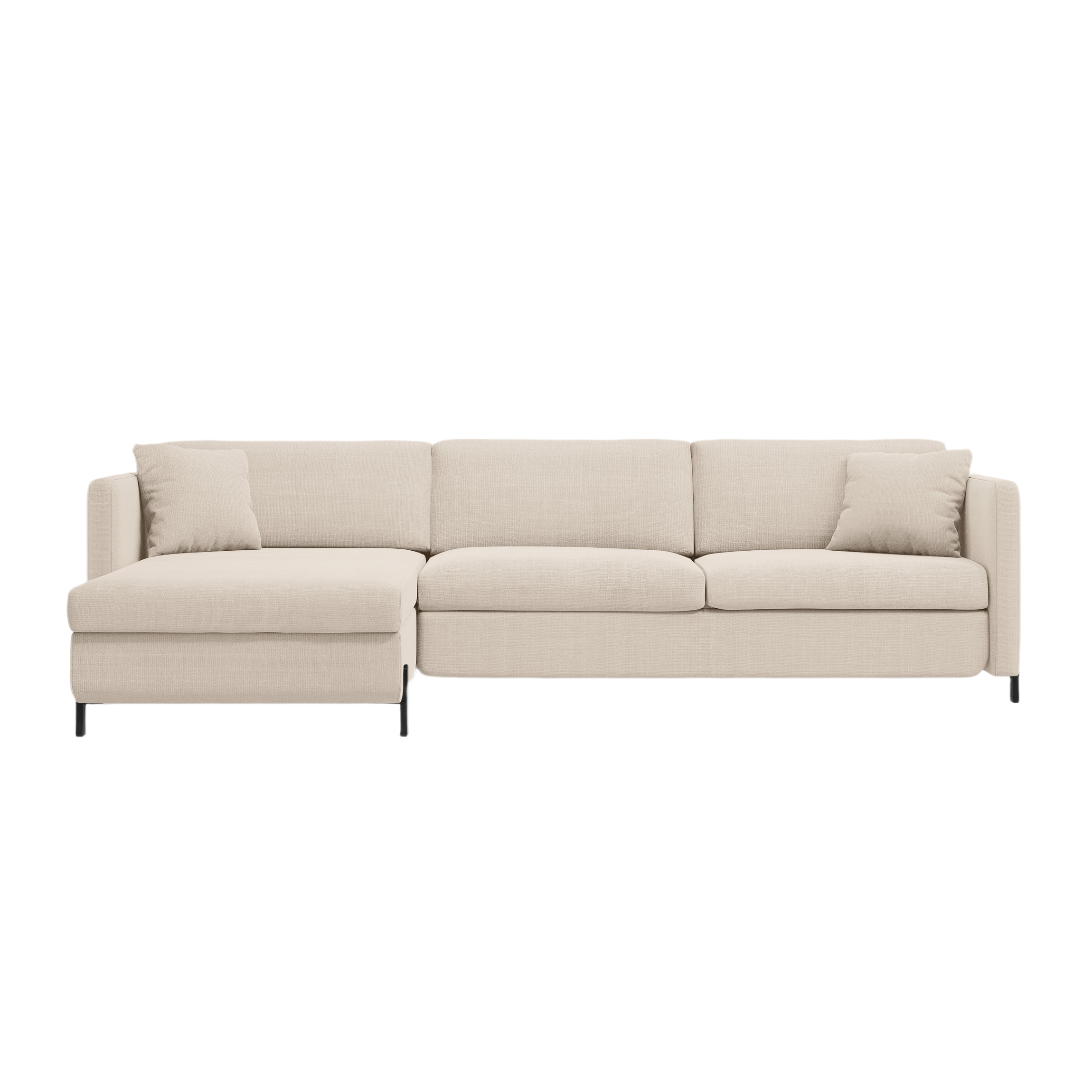 Left-sided corner sofa for 4 people with sleeping function GLORIA beige chenille