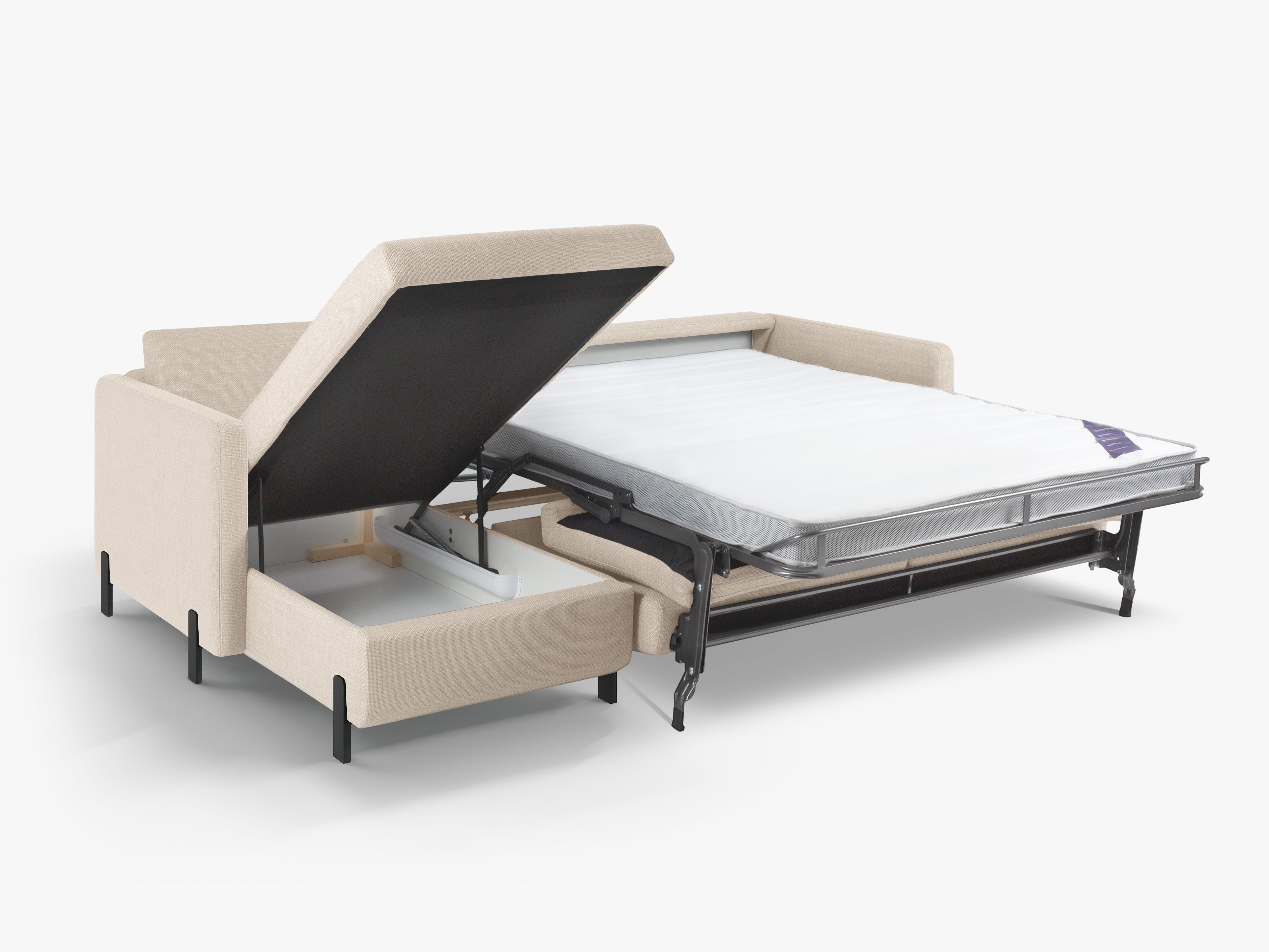 Left-sided corner sofa for 4 people with sleeping function GLORIA beige chenille