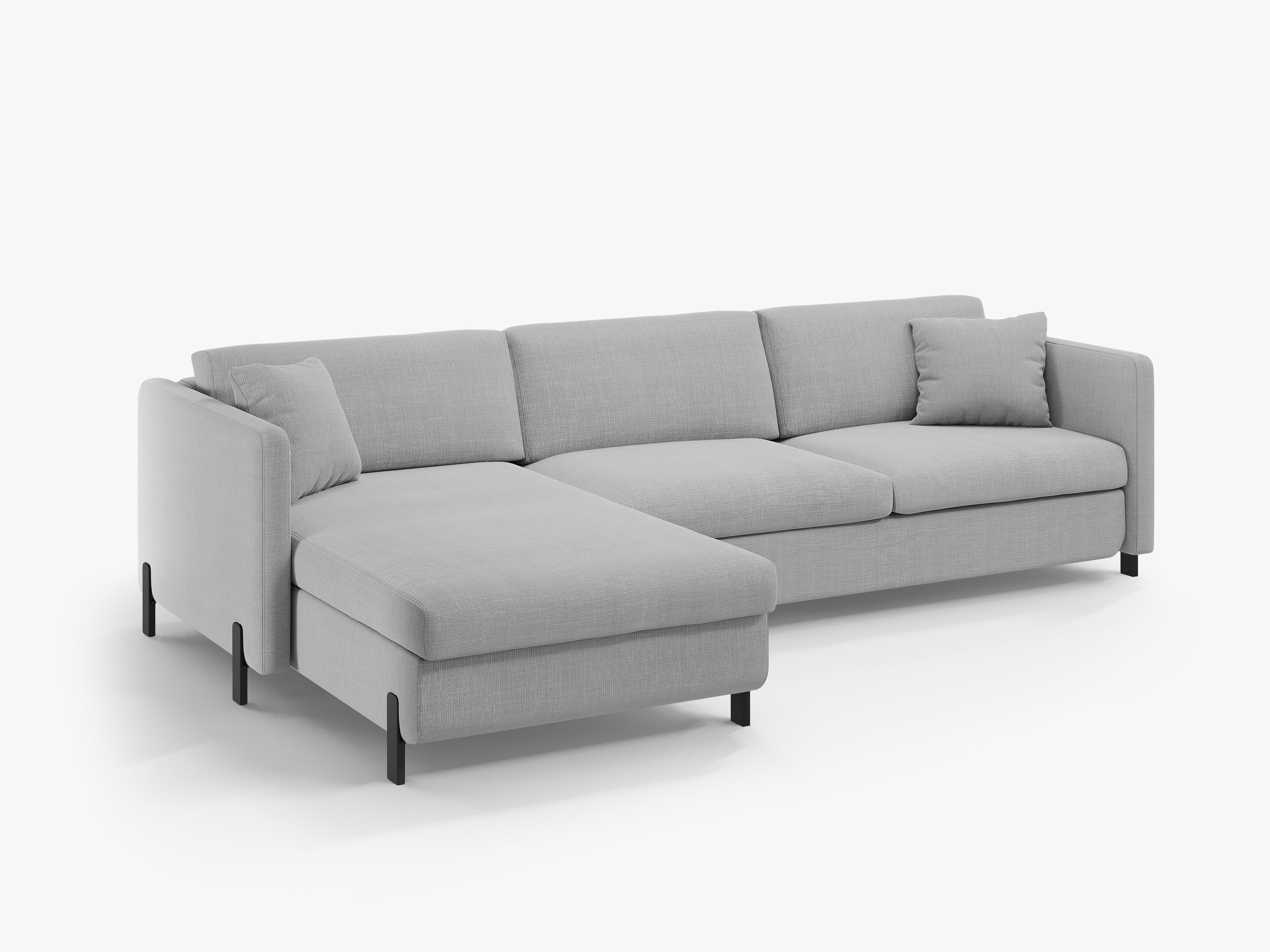 Linksseitiges 4-Sitzer Schlafsofa GLORIA in hellgrauem Chenille