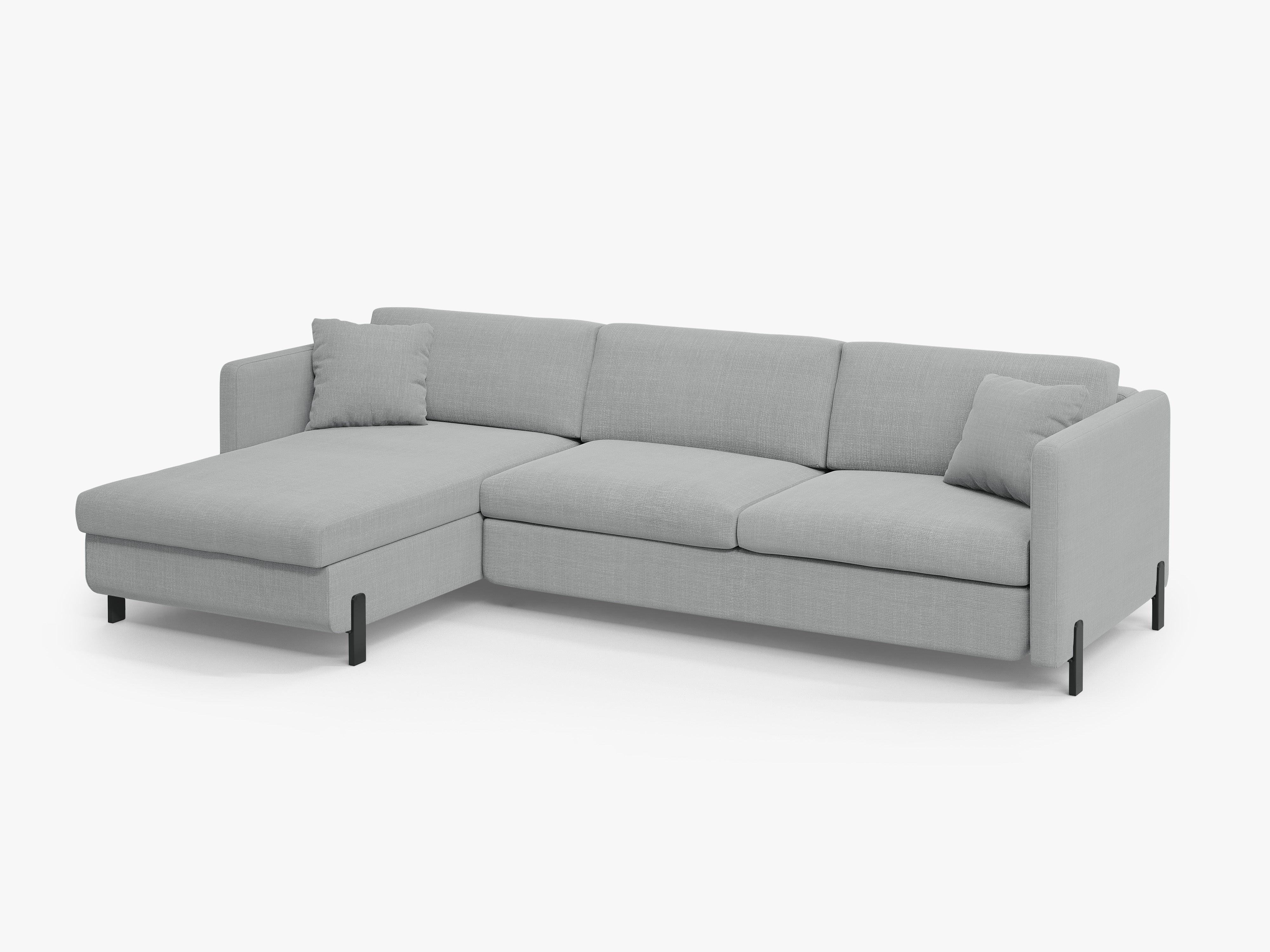 Linksseitiges 4-Sitzer Schlafsofa GLORIA in hellgrauem Chenille