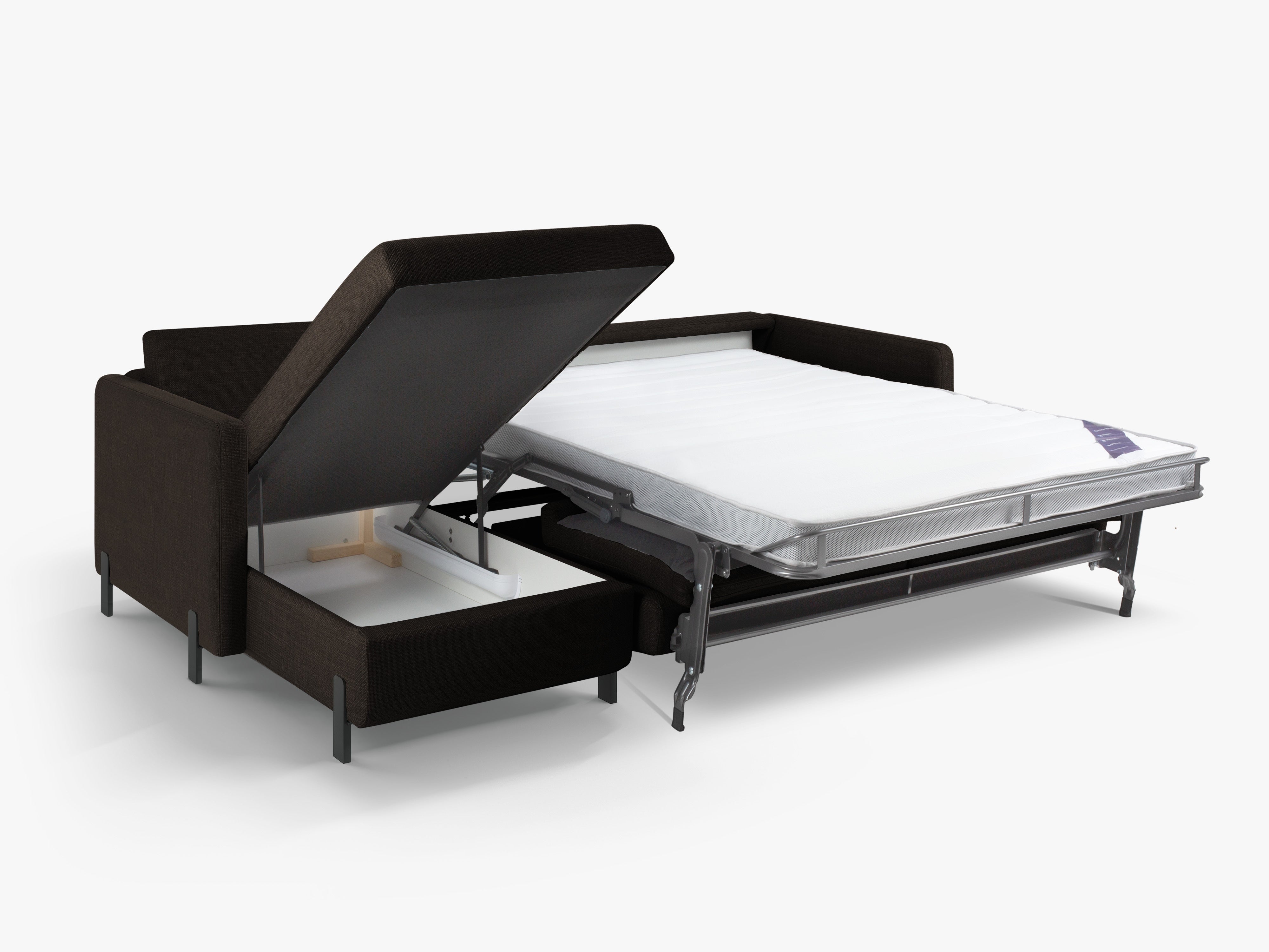 Links hoekbank voor 4 personen met slaapfunctie GLORIA donkergrijze chenille