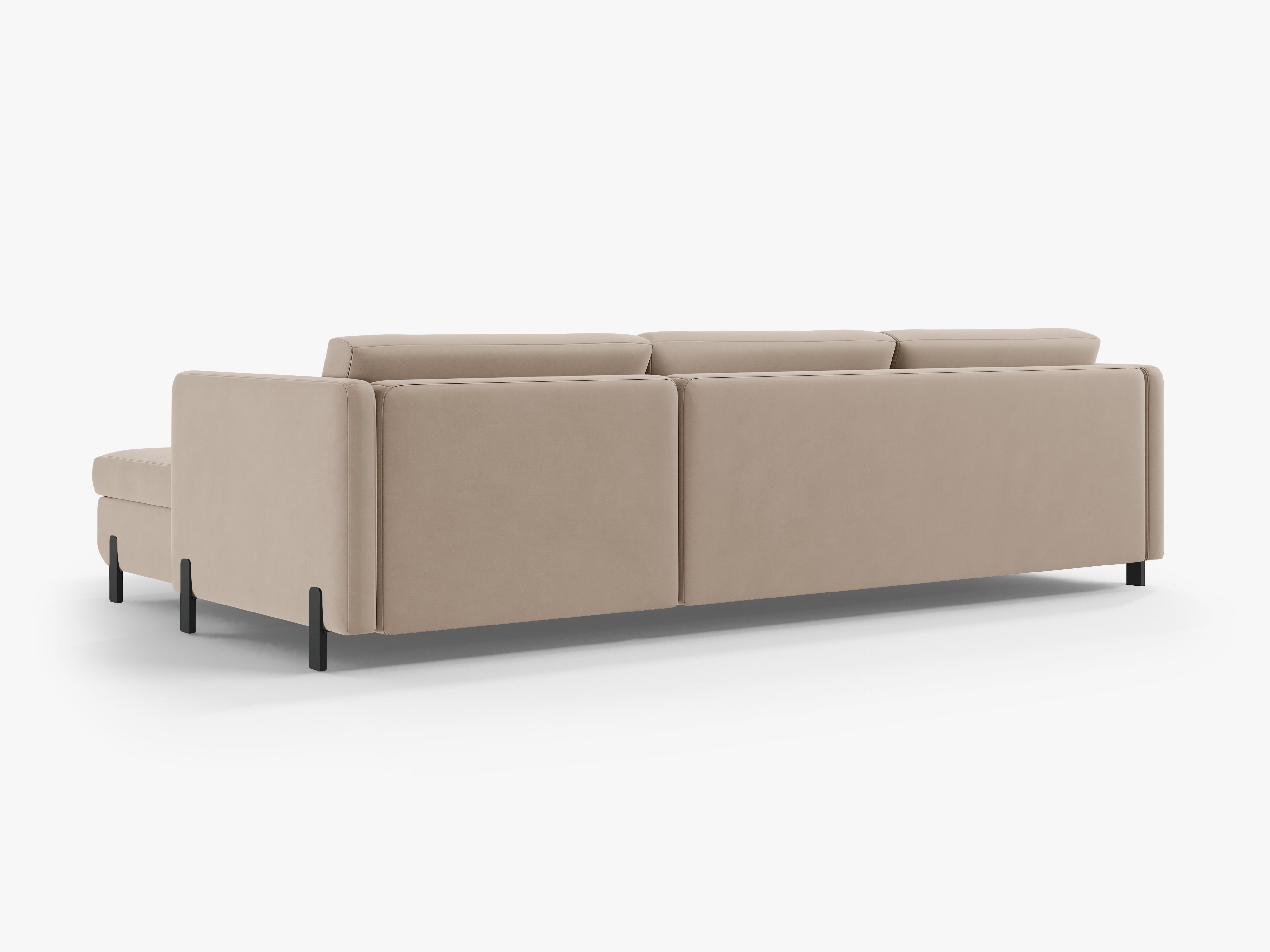 Samt-Ecksofa linksseitig für 4 Personen mit Schlaf-Funktion GLORIA beige
