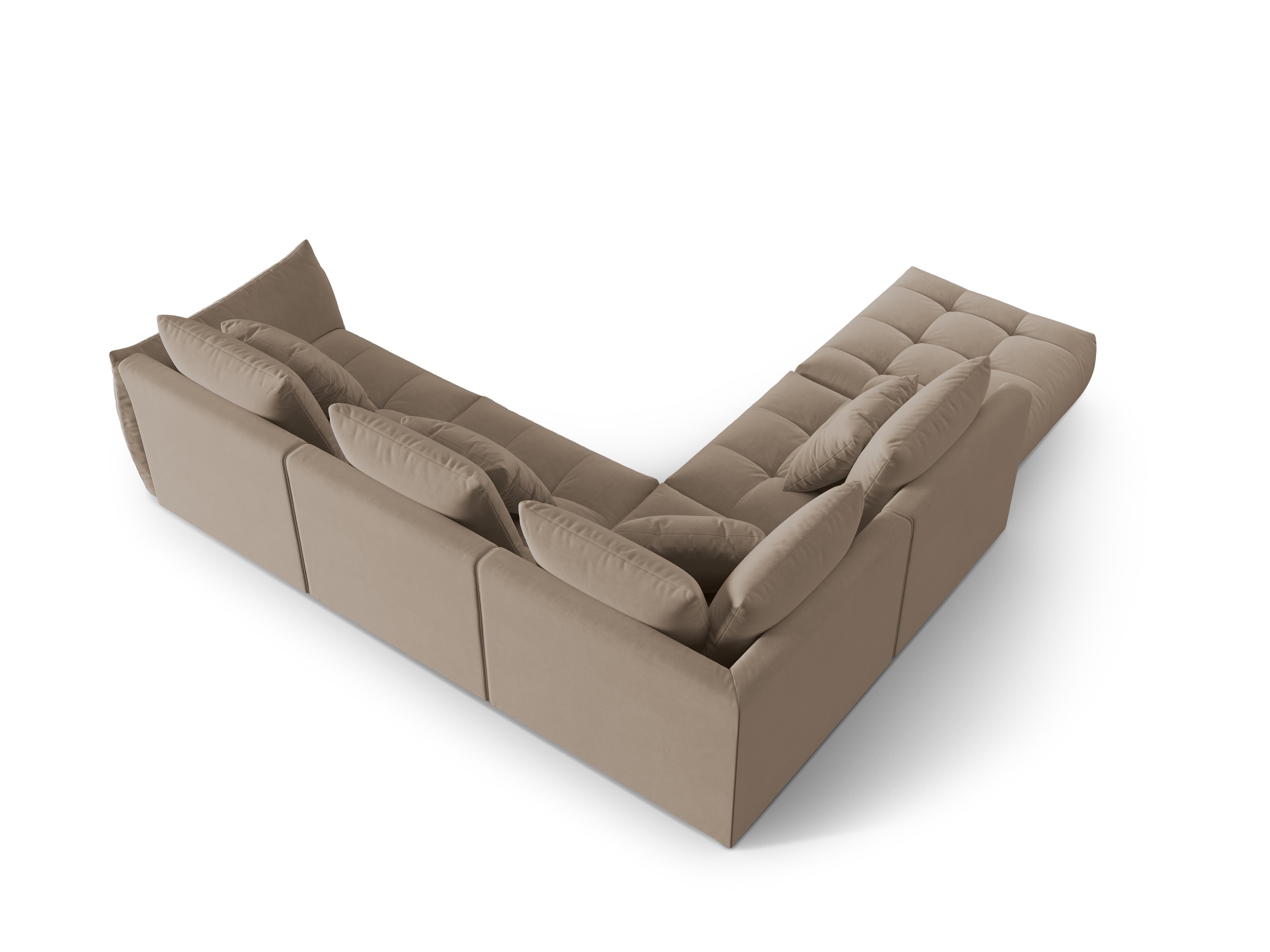 Modularer Samt-Ecksofa für 4 Personen linksseitig BLOOM hellbraun