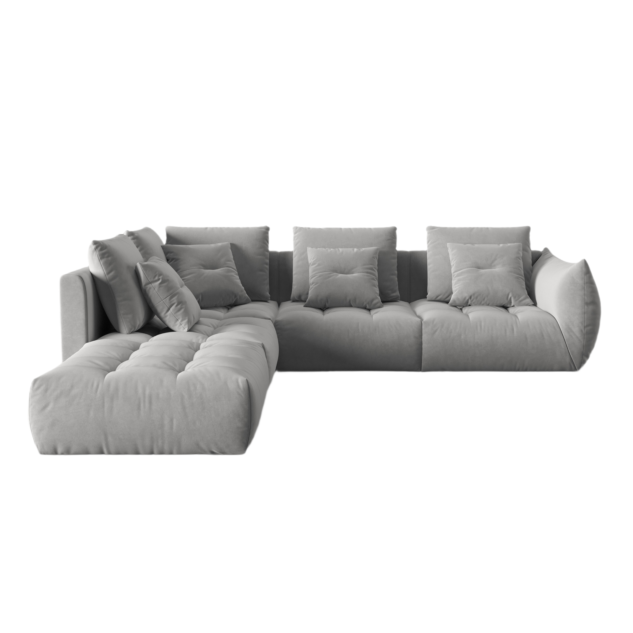 Modularer Samt-Ecksofa für 4 Personen links BLOOM grau