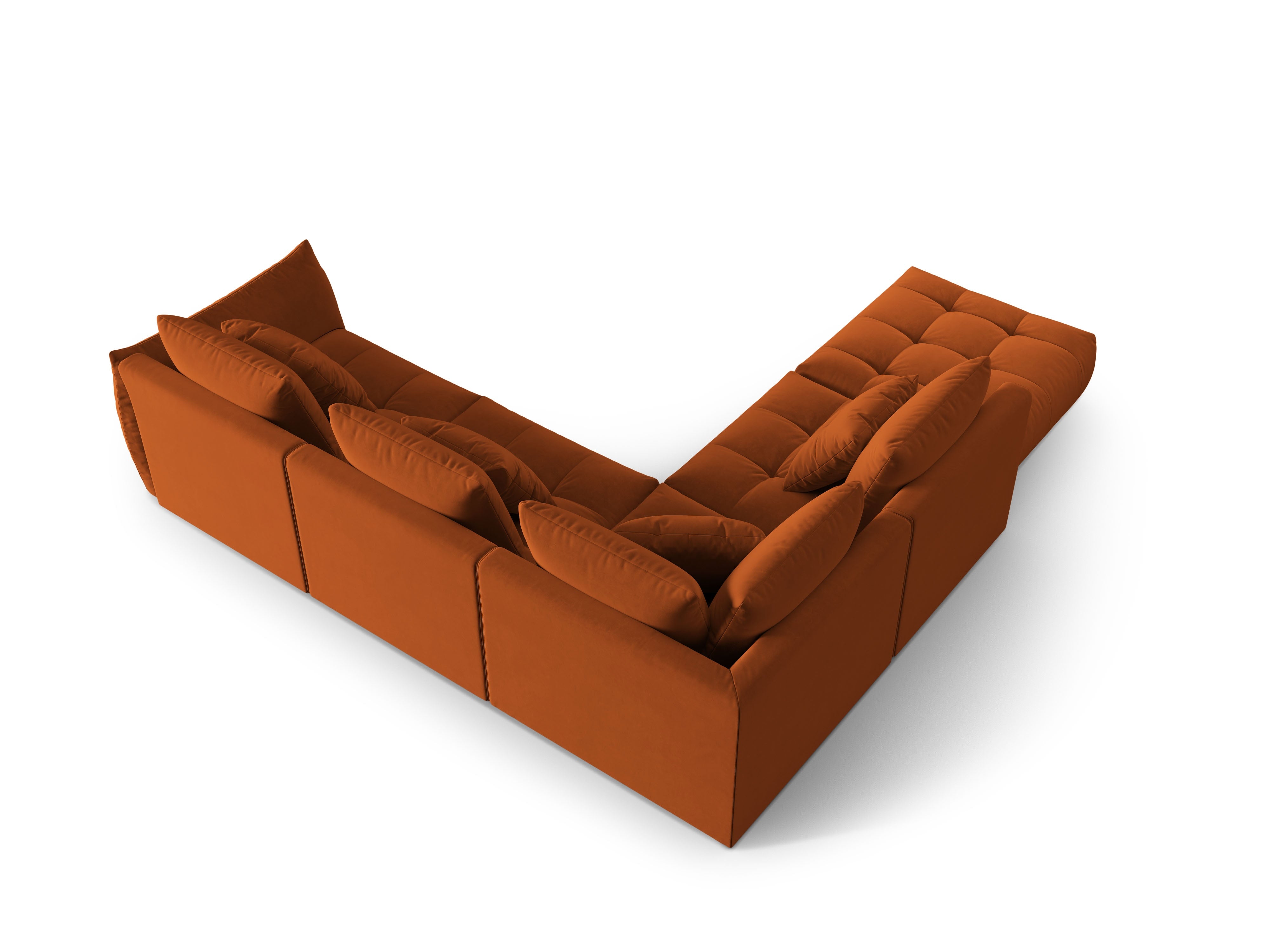 Modular velvet corner sofa for 4 people, left-sided BLOOM terracotta