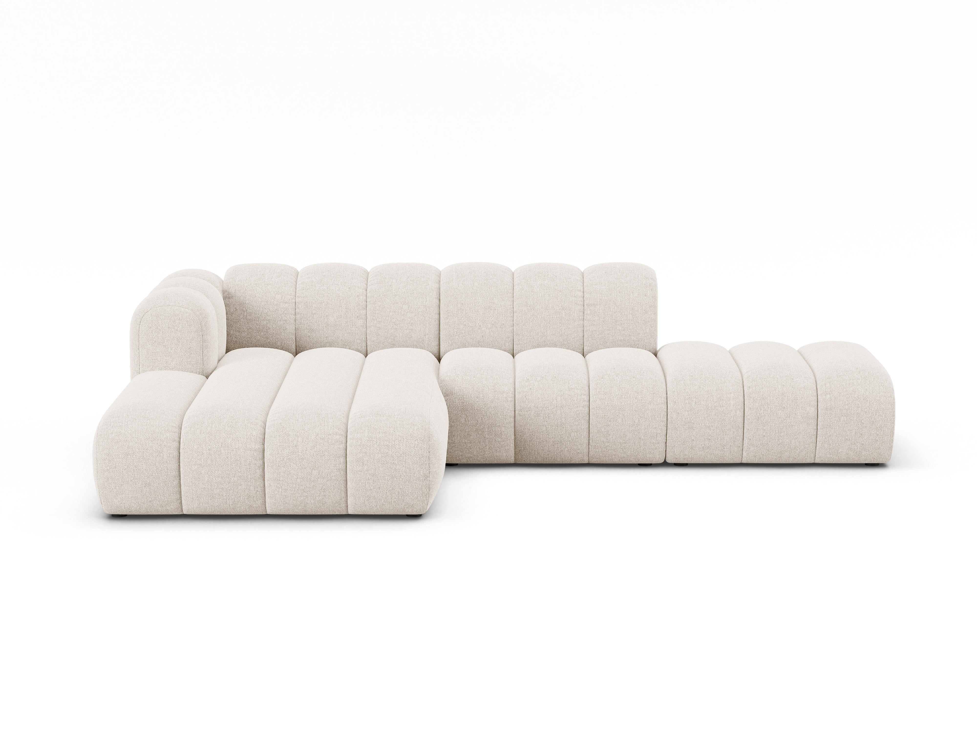 Hoekbank voor 5 personen links LUPINE lichtbeige chenille