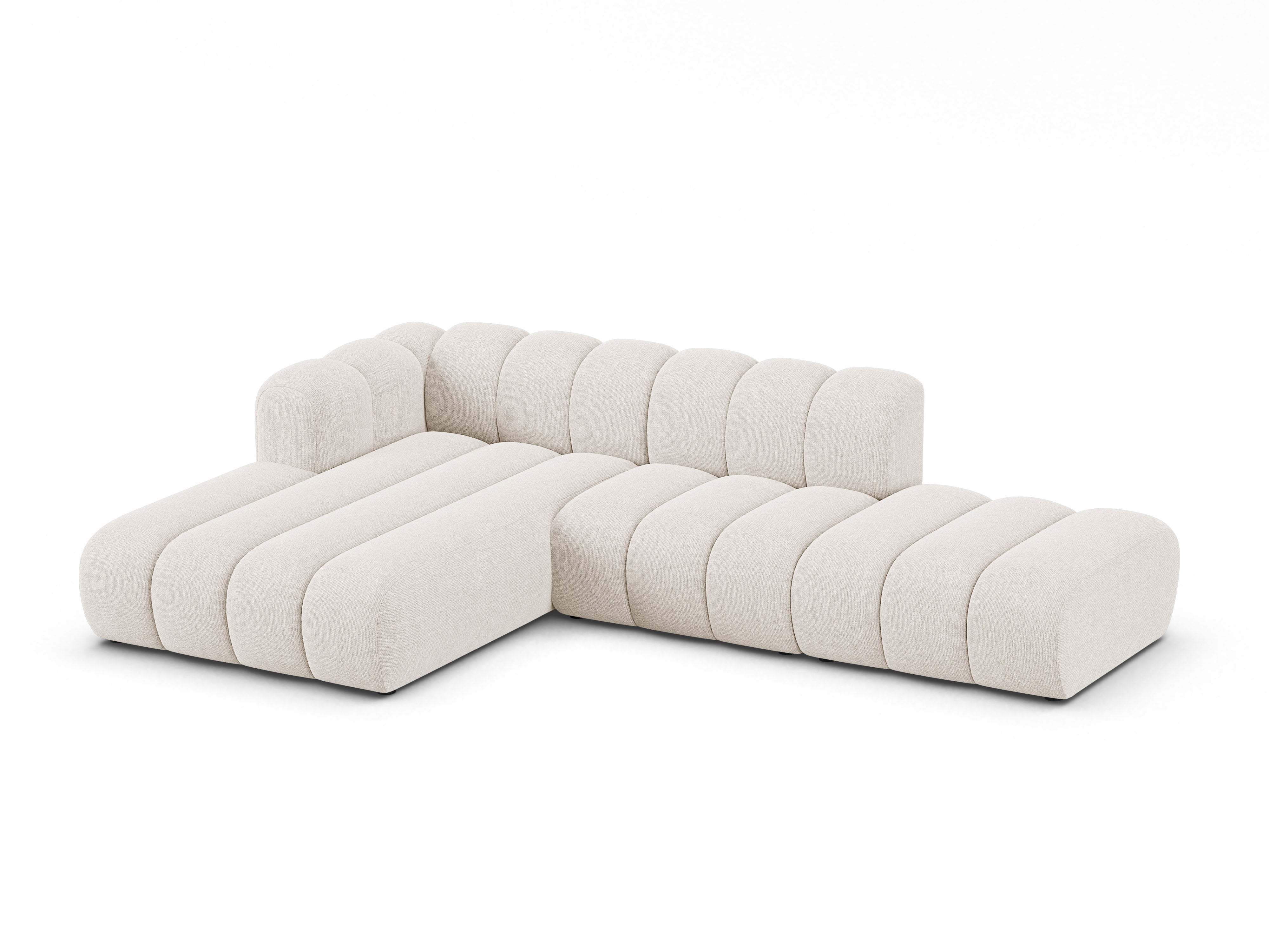 Hoekbank voor 5 personen links LUPINE lichtbeige chenille