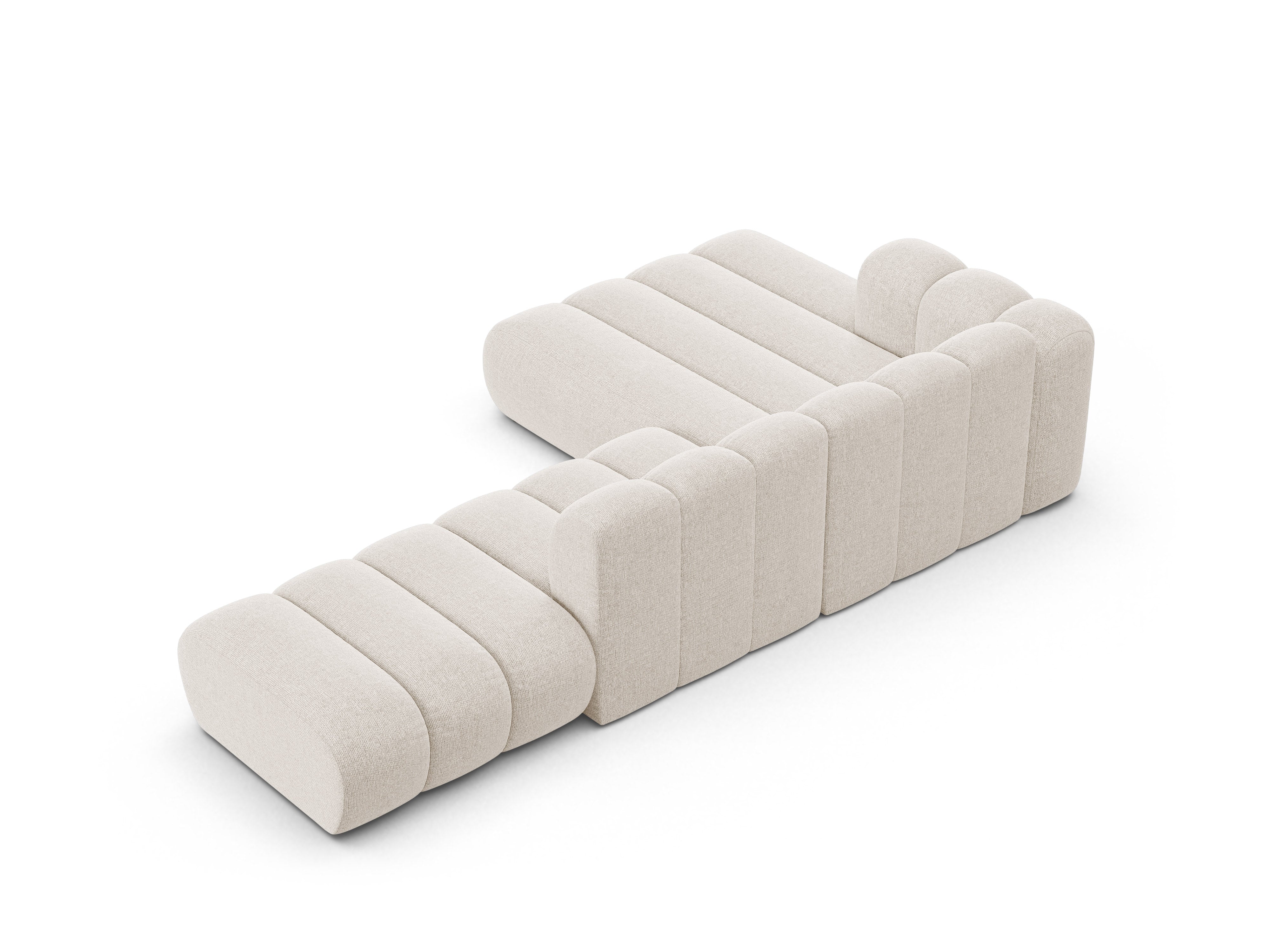 Hoekbank voor 5 personen links LUPINE lichtbeige chenille