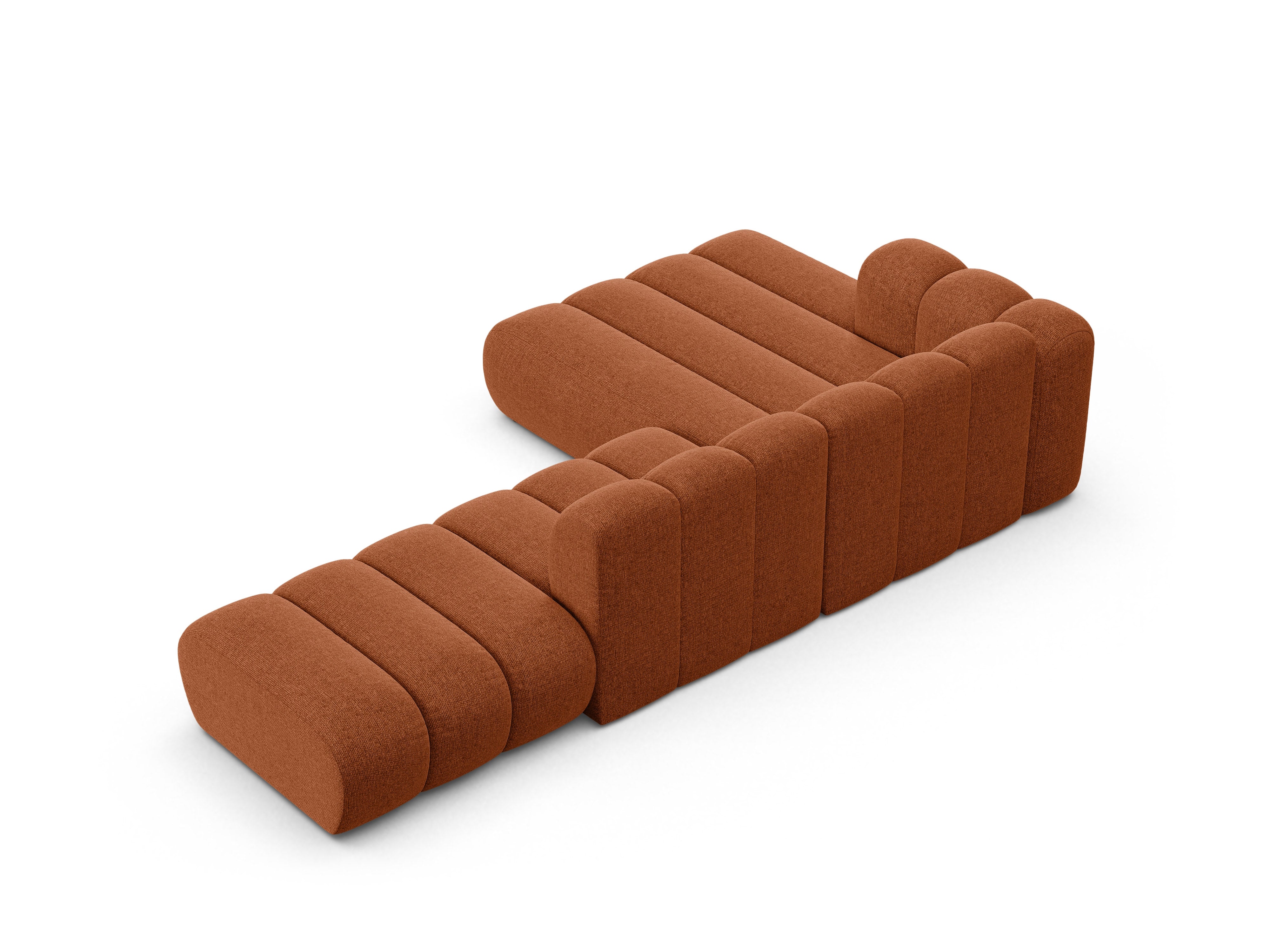 5-sitzige linke LUPINE Eckcouch aus ziegelrotem Chenille