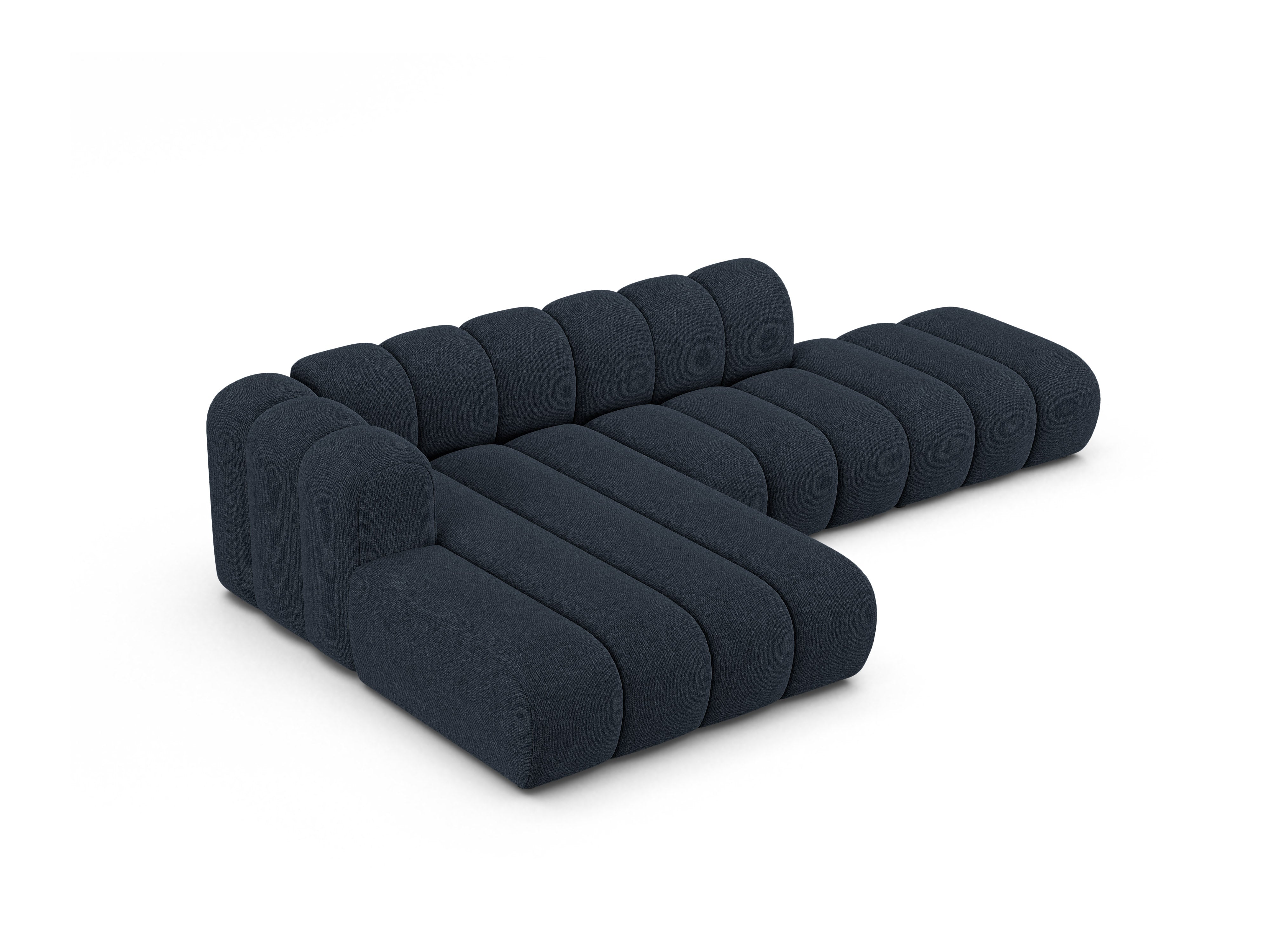 Hoekbank voor 5 personen, links LUPINE, marineblauwe chenille