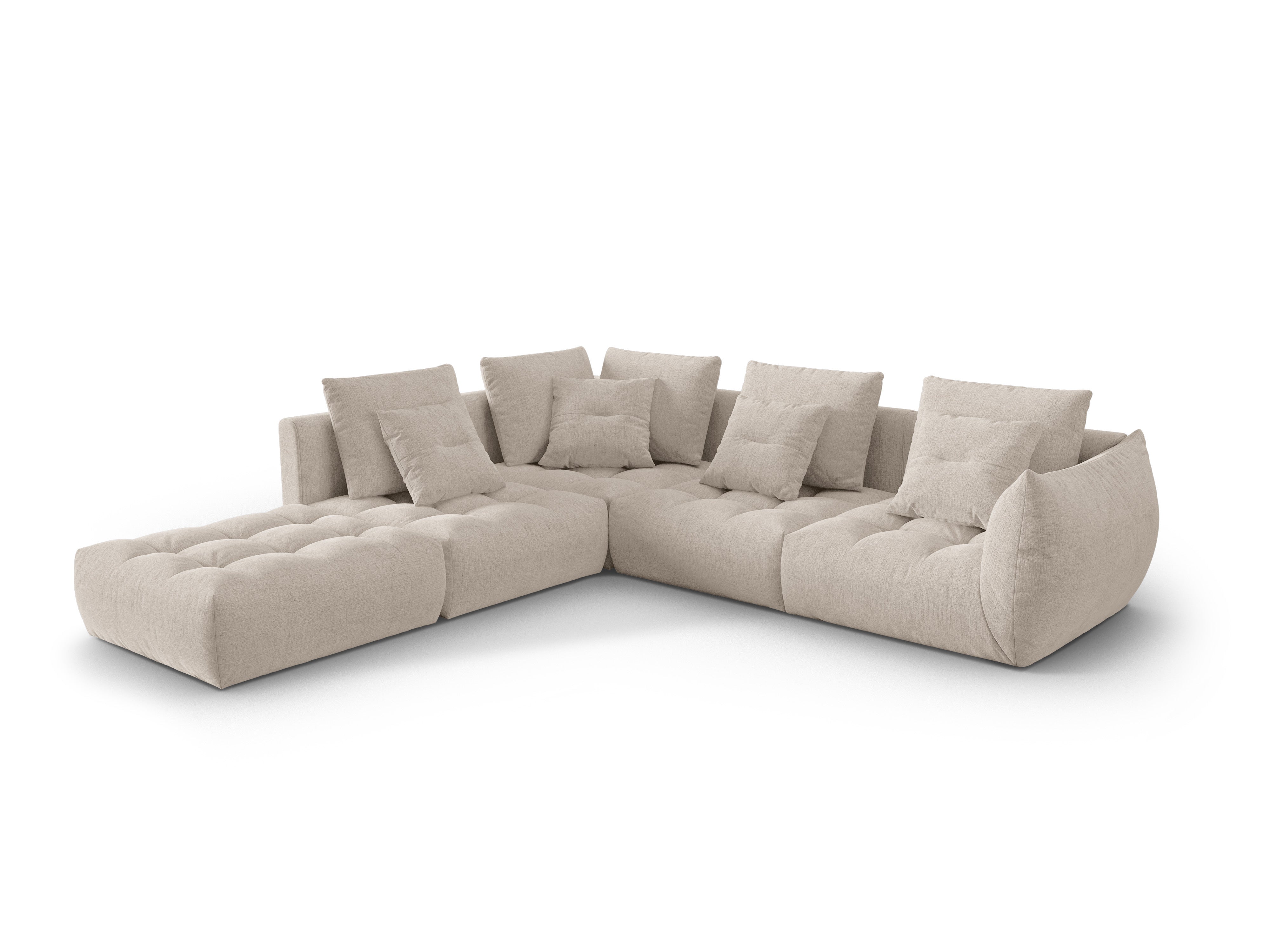 Modulaire hoekbank voor 4 personen, links, BLOOM, donkerbeige chenille