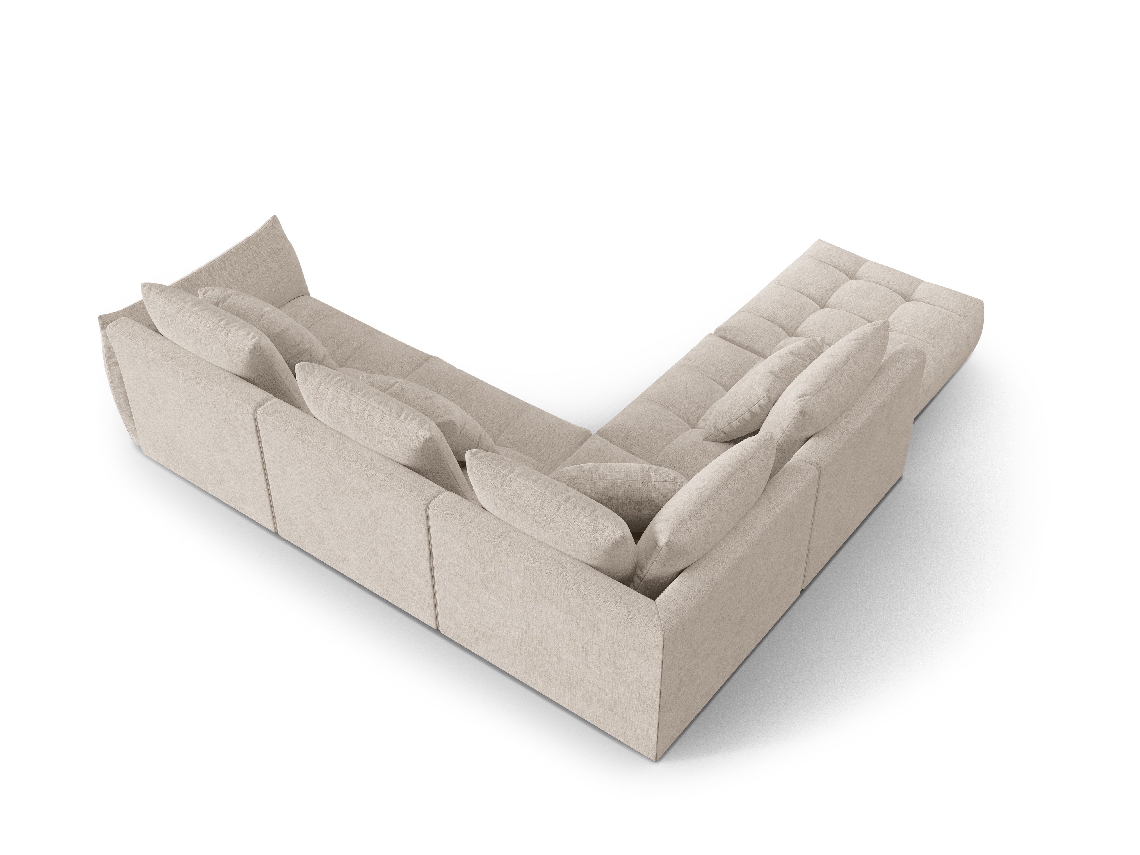 Modulaire hoekbank voor 4 personen, links, BLOOM, donkerbeige chenille