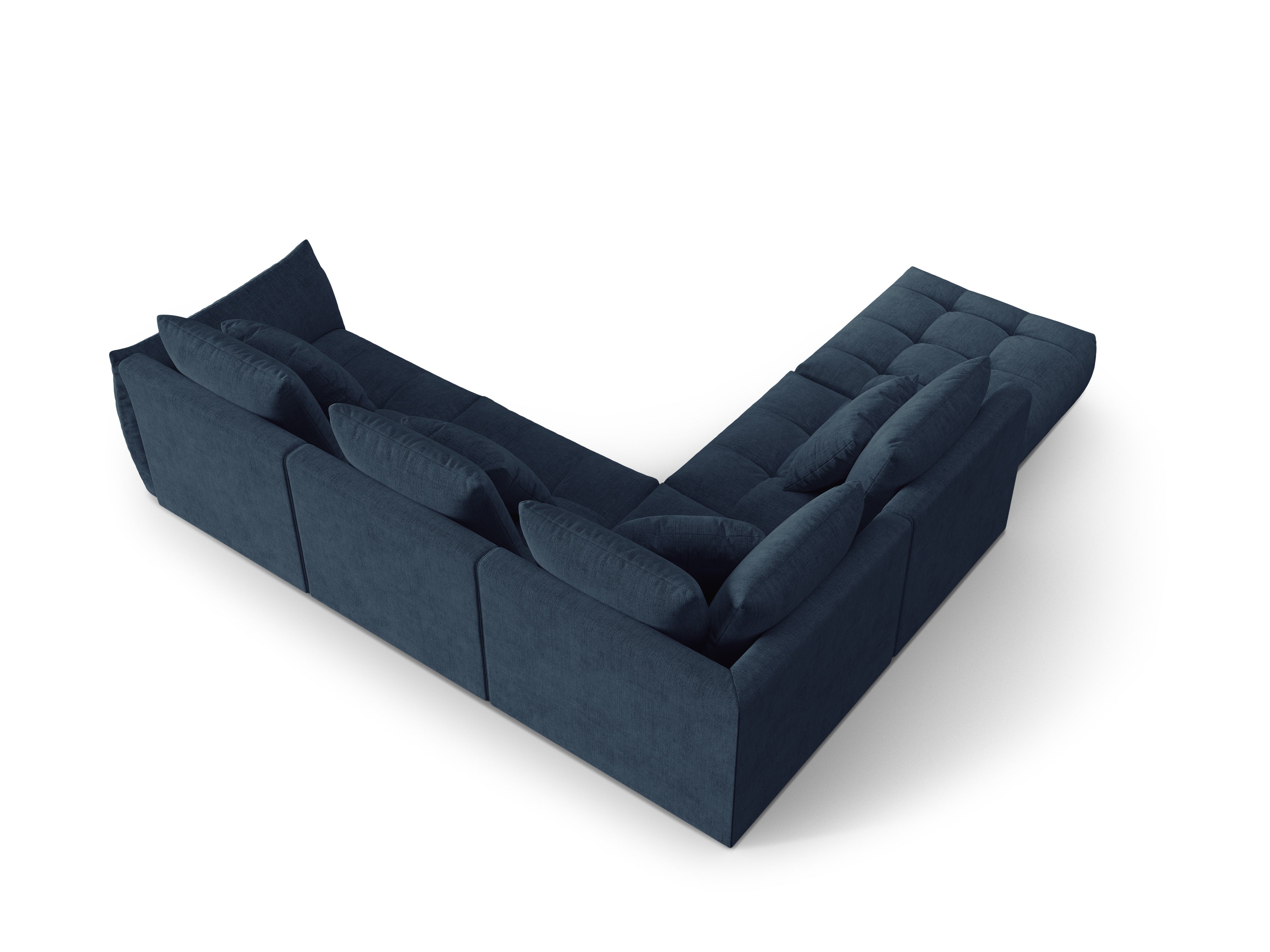 Modular corner sofa for 4 people, left-sided, BLOOM, dark blue chenille