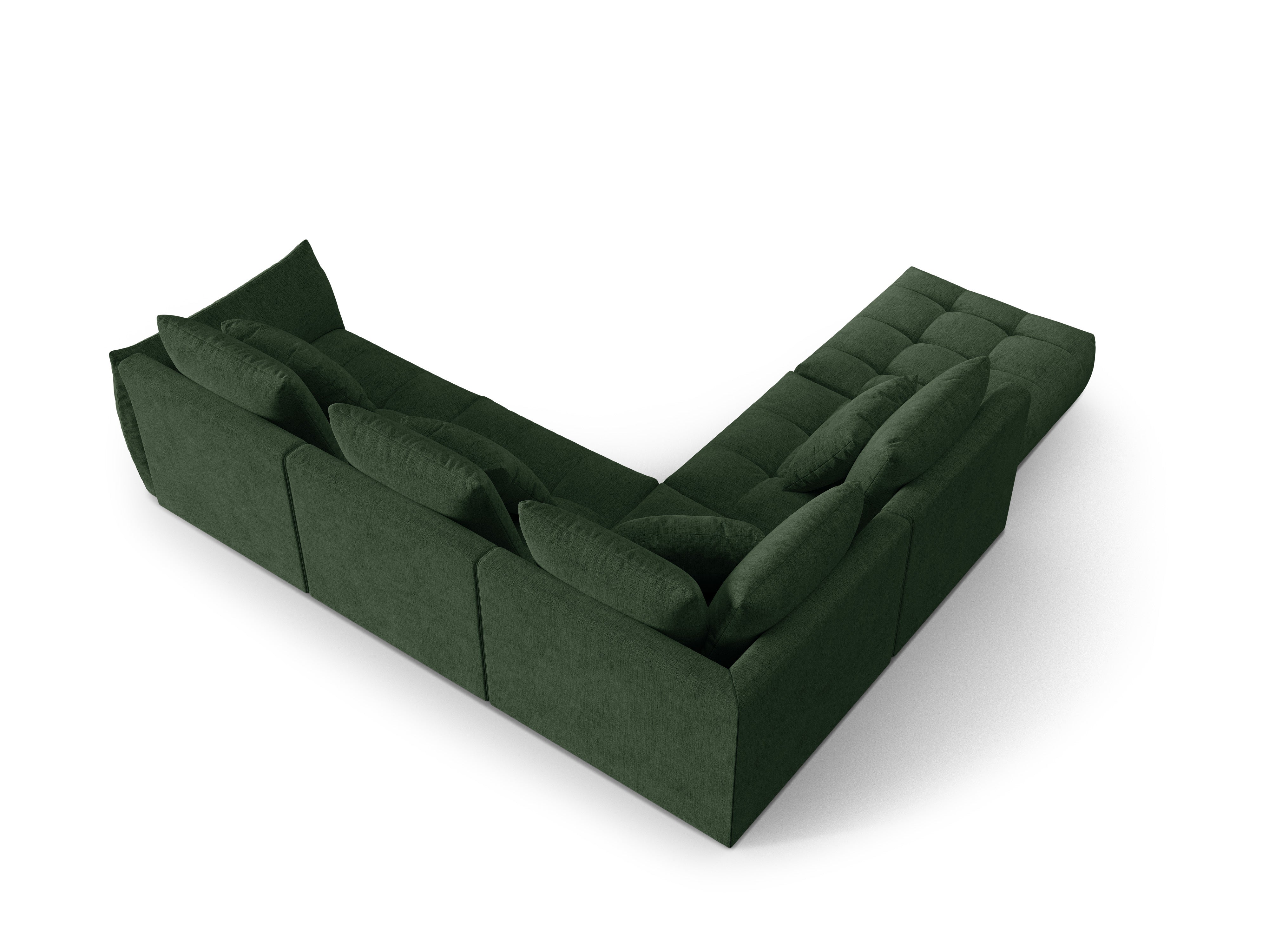 Modular corner sofa for 4 people, left-sided, BLOOM, green chenille