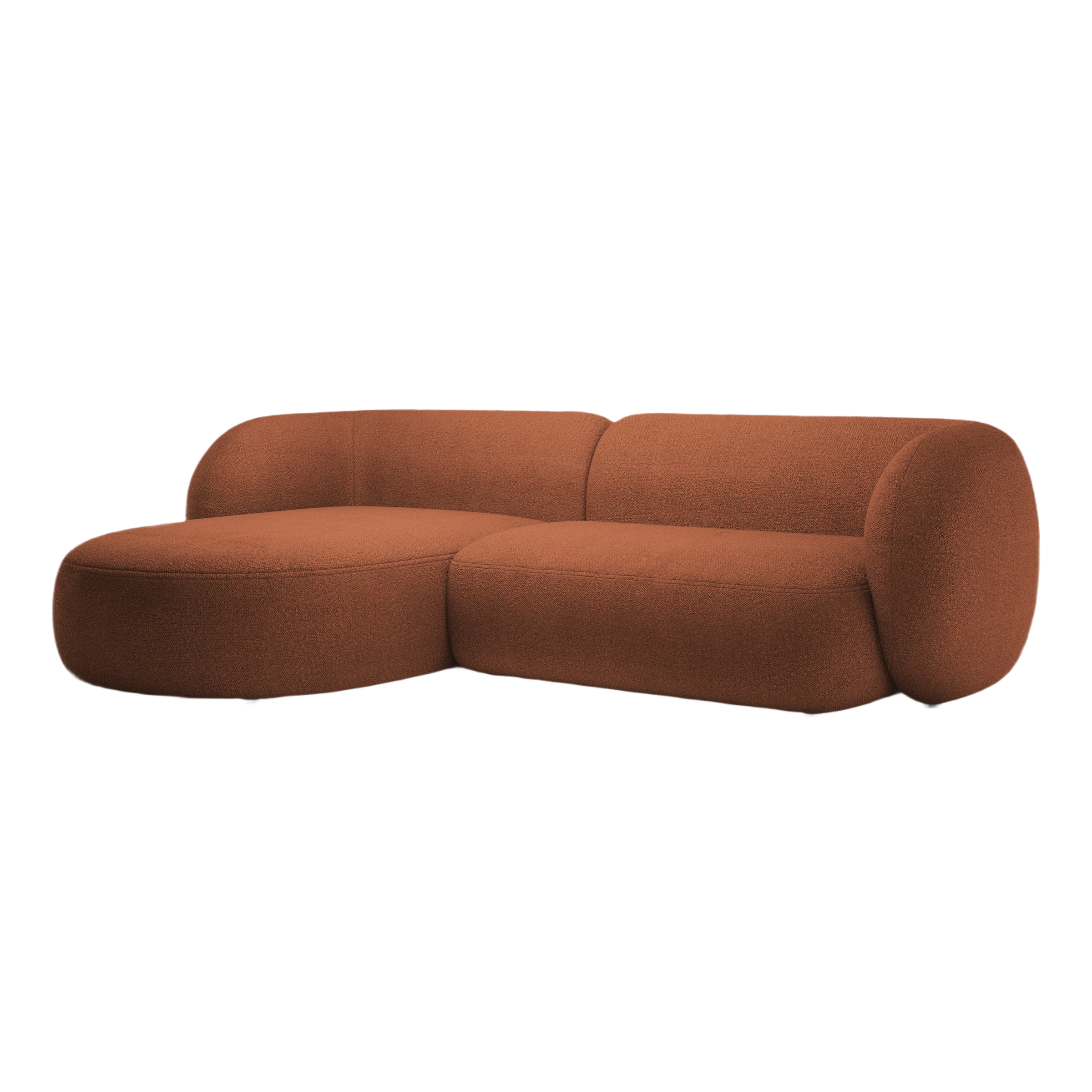 Linksseitiges 3-Sitzer-Sofa KATE terracotta Boucle